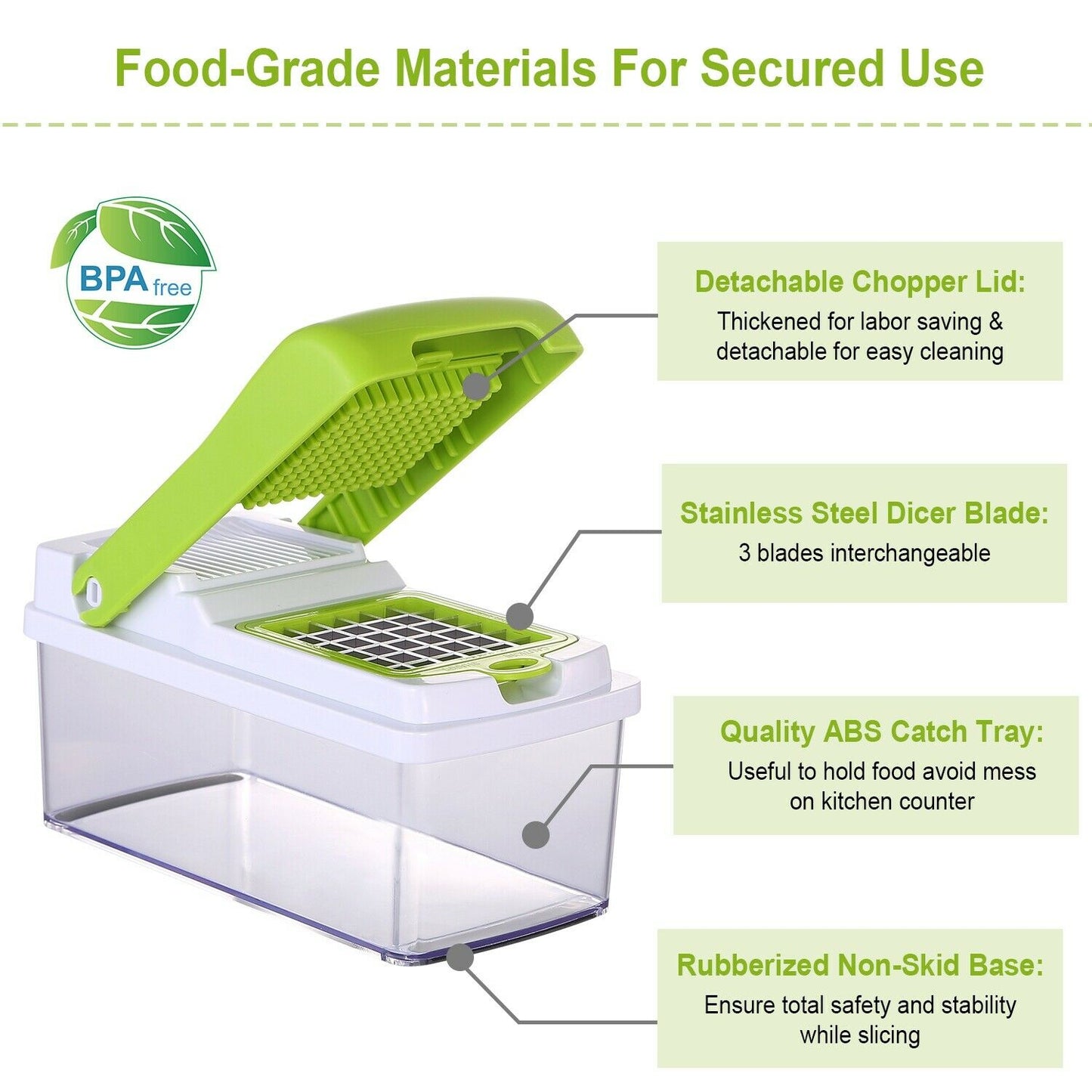 Kitchen Slicers - Fruit & Vegetable Food Chopper - Dicer Slicer Cutter - Great Onion Chopper -