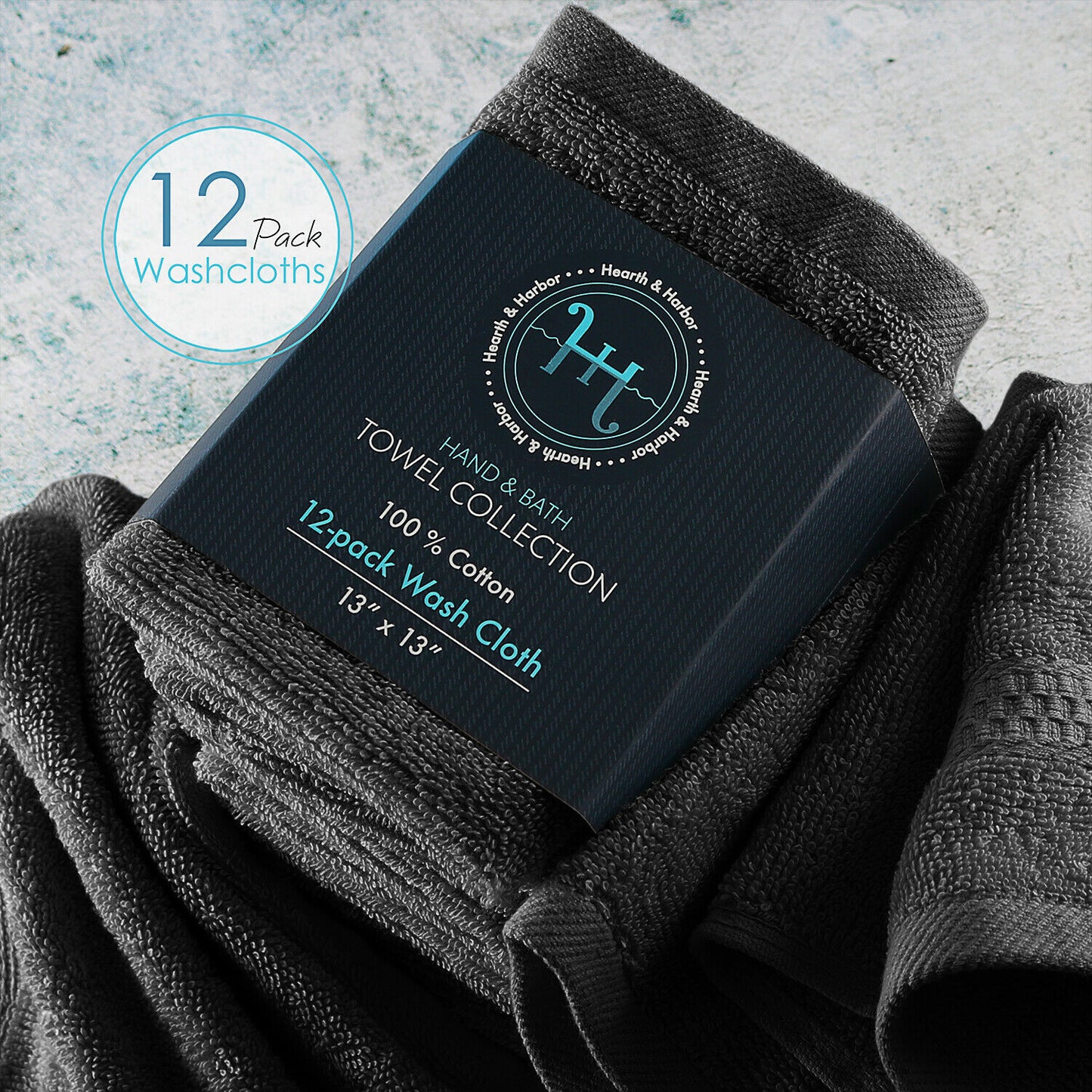 Bath Towels & Washcloths - Face Washcloths Set - 12 Pack Soft 100% Cotton Luxury Towel Face Cloths -