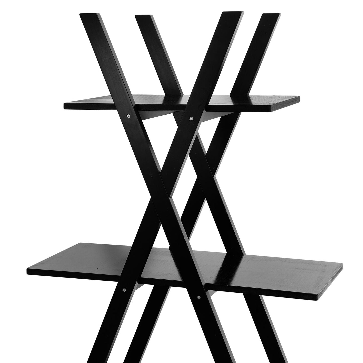 Bookcases & Standing Shelves - Ladder Shelf Storage Display - 4 Tier Modern Black Bookshelf -