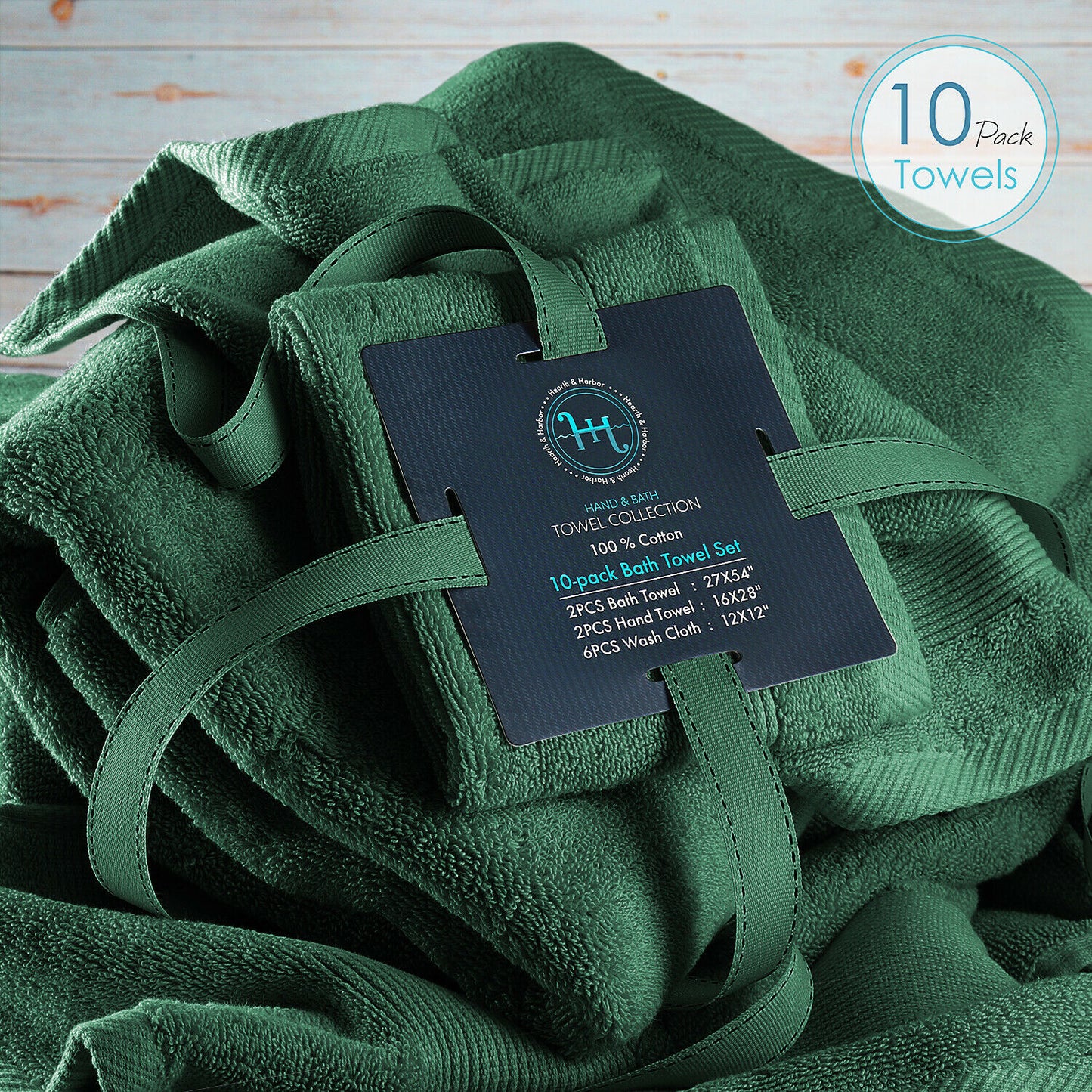 Bath Towels & Washcloths - 10 Piece Towel Set- Soft Cotton Bath Towels, Hand Towels & Washcloth -