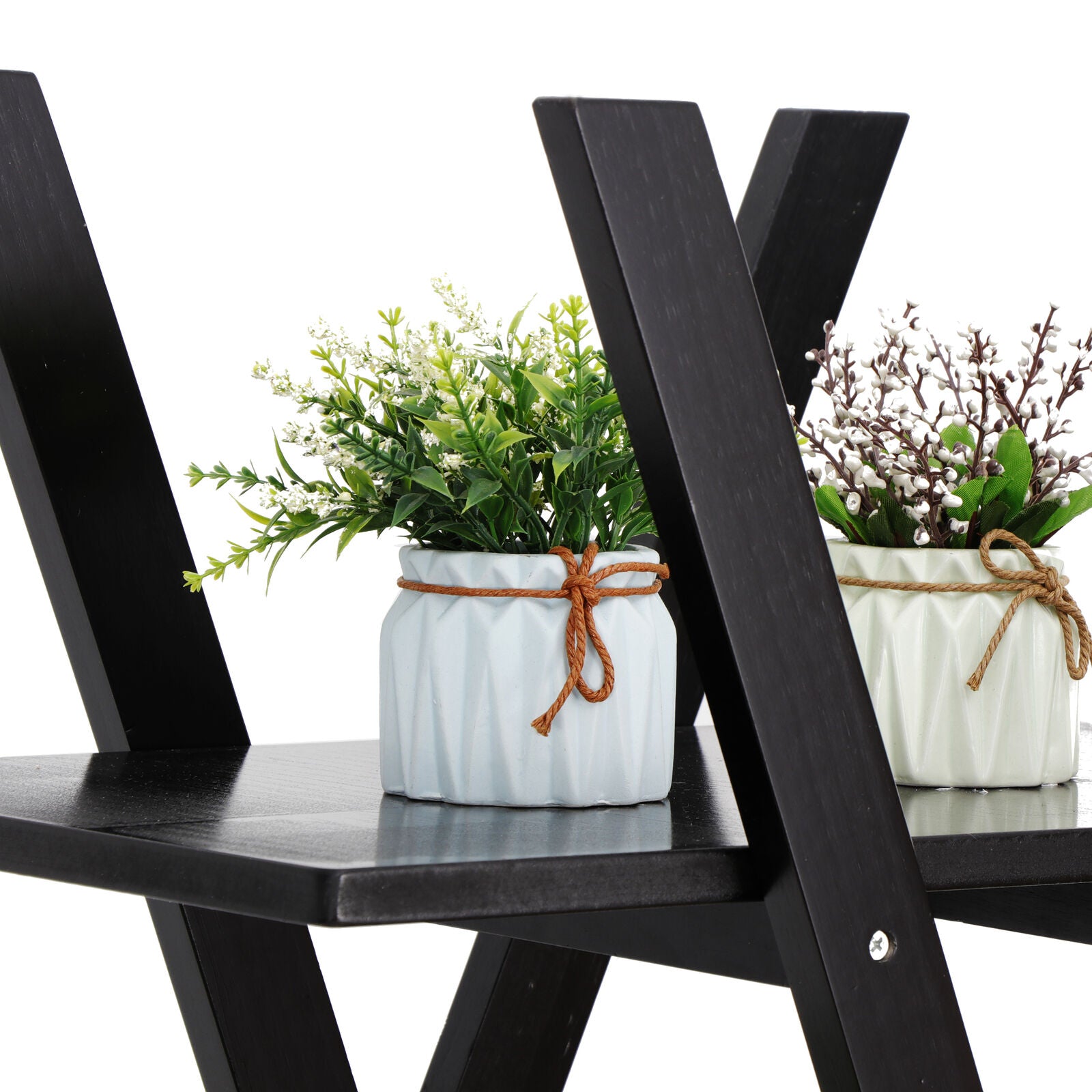 Bookcases & Standing Shelves - Ladder Shelf Storage Display - 4 Tier Modern Black Bookshelf -