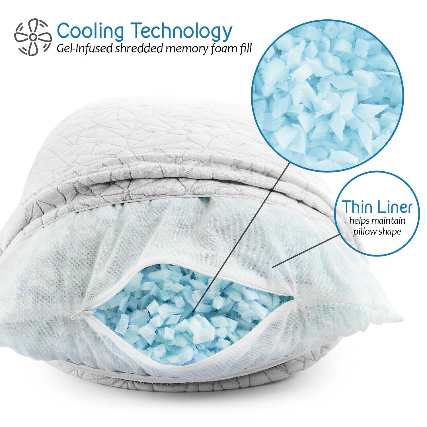 Pillows - Cool Gel Memory Foam Pillow - Hypoallergenic Body Pillow -