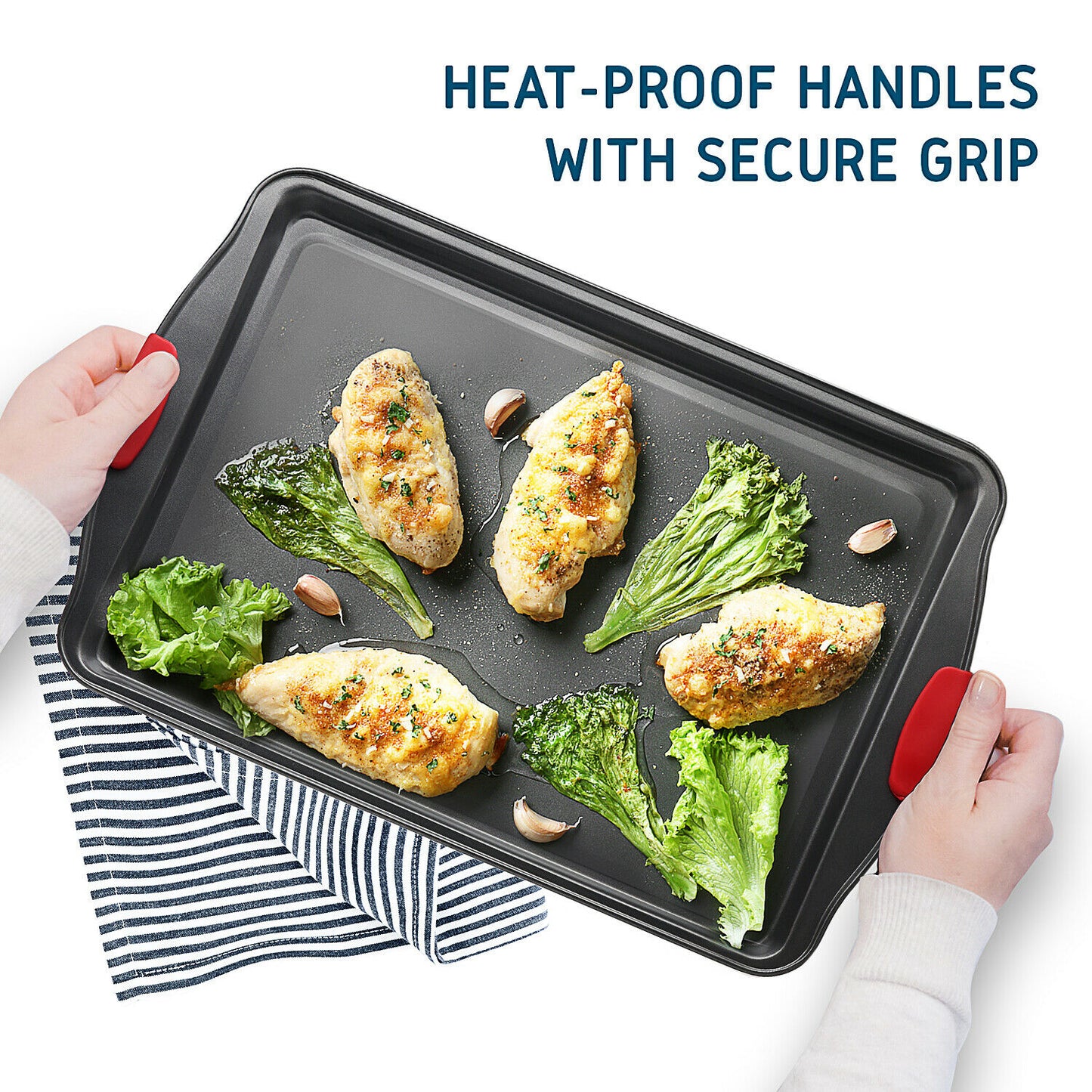 Baking & Cookie Sheets - Non-Stick Baking Pan Cookie Sheet Set With Spatula & Brushes 6 Pieces -
