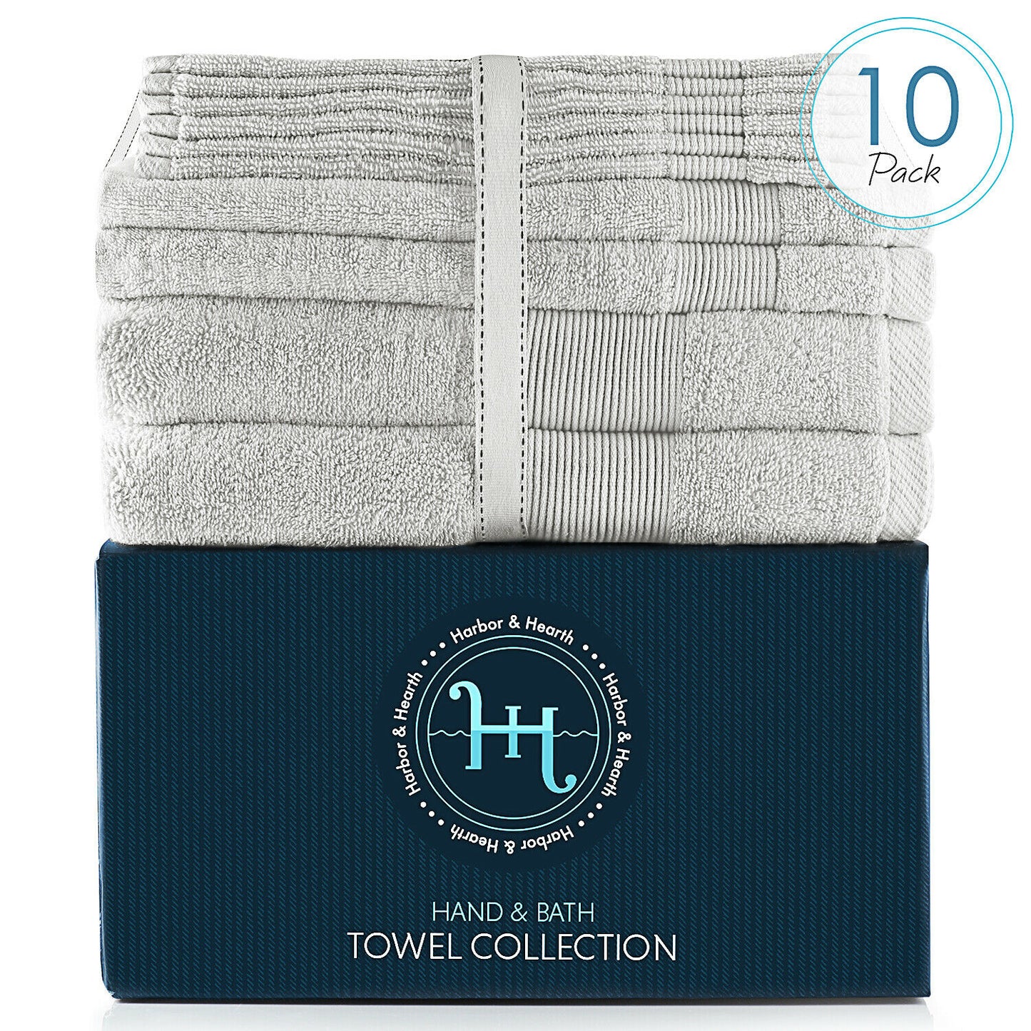Bath Towels & Washcloths - 10 Piece Towel Set- Soft Cotton Bath Towels, Hand Towels & Washcloth -