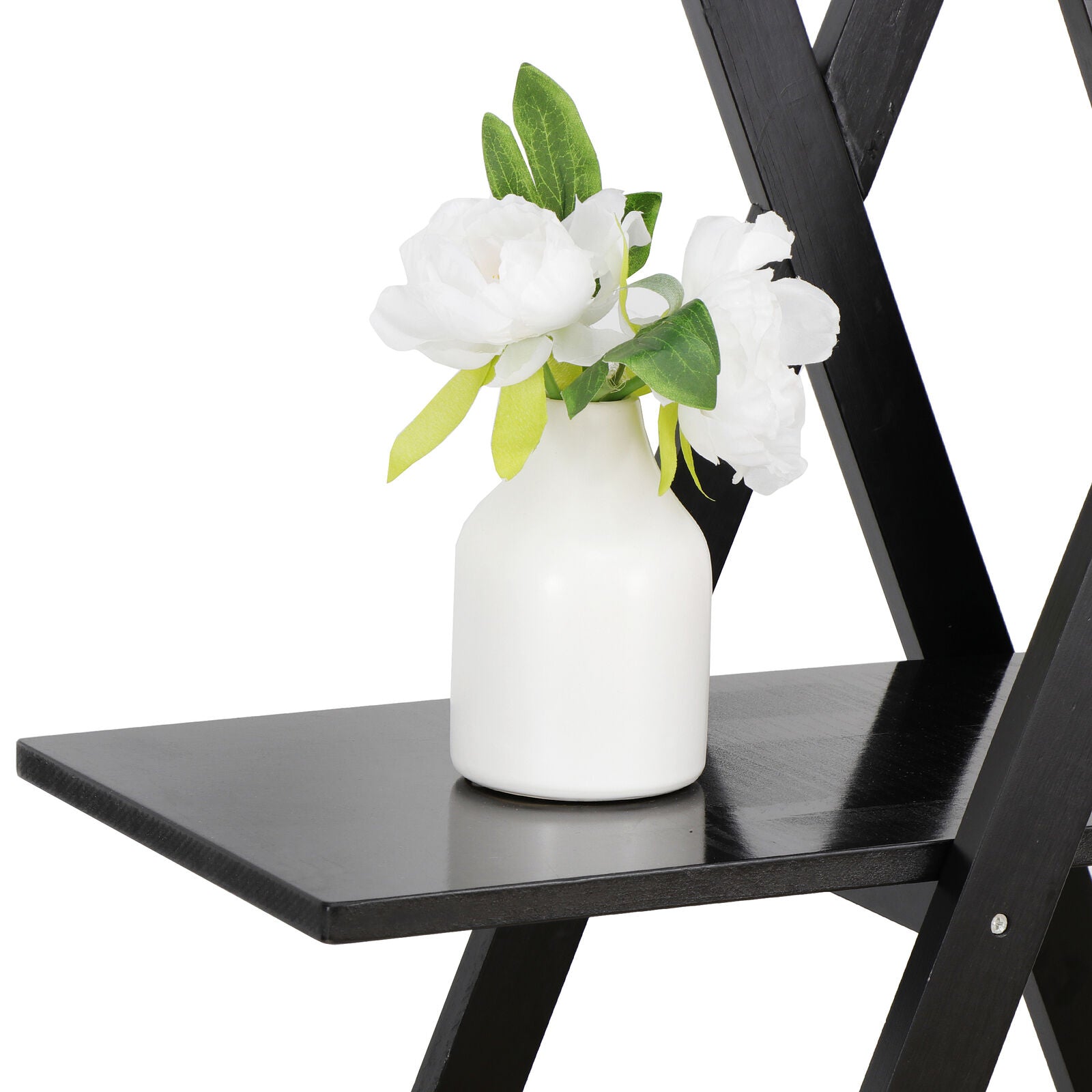 Bookcases & Standing Shelves - Ladder Shelf Storage Display - 4 Tier Modern Black Bookshelf -