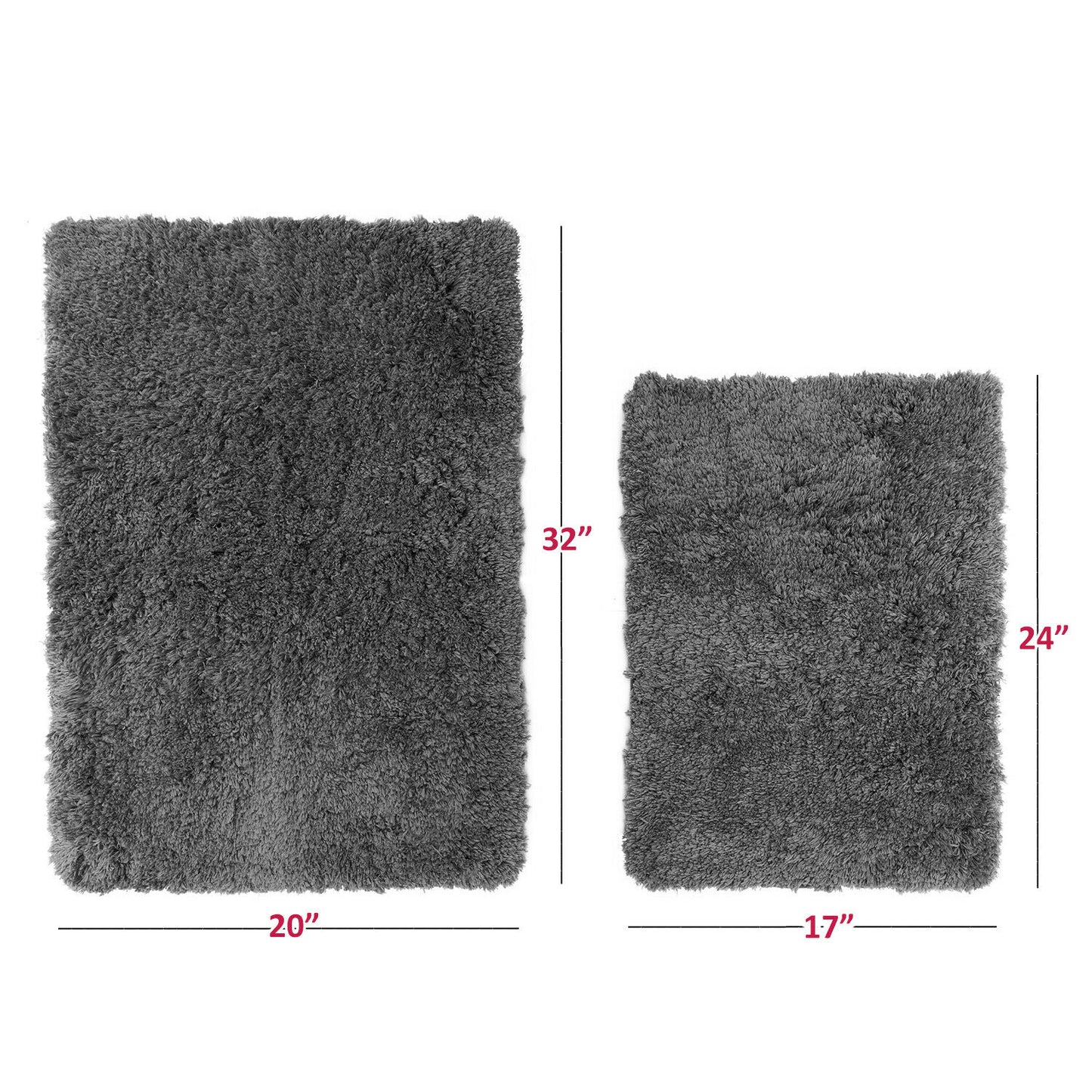 Bath Mats & Rugs - Bathroom Rug Bath Mat Set - 2 Rubber Backed Nonslip Area Rugs 7 Colors -