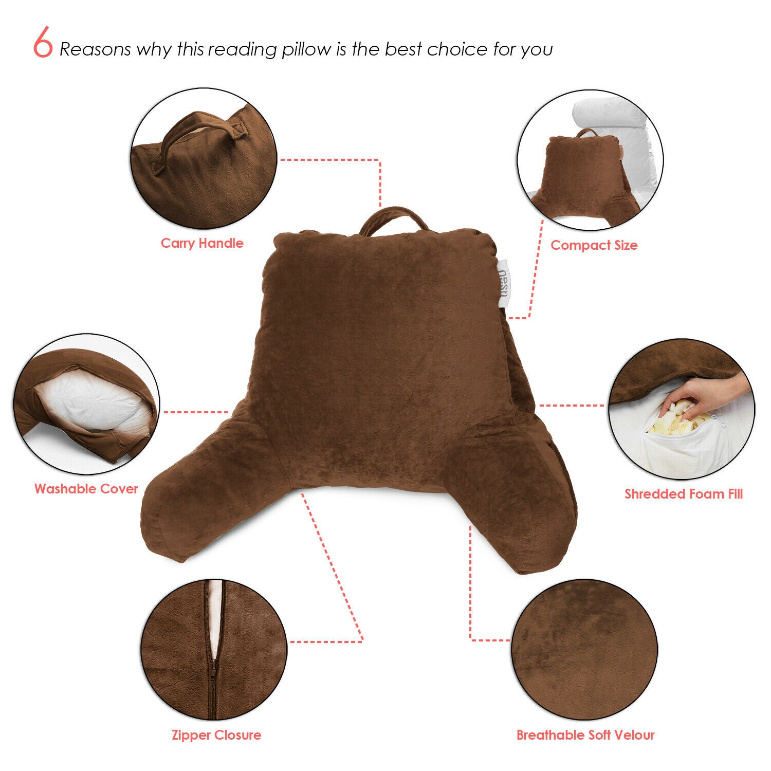 Pillows - TV & Reading Pillow - Kid's Memory Foam Bedrest Back Pillow 12 Colors! -