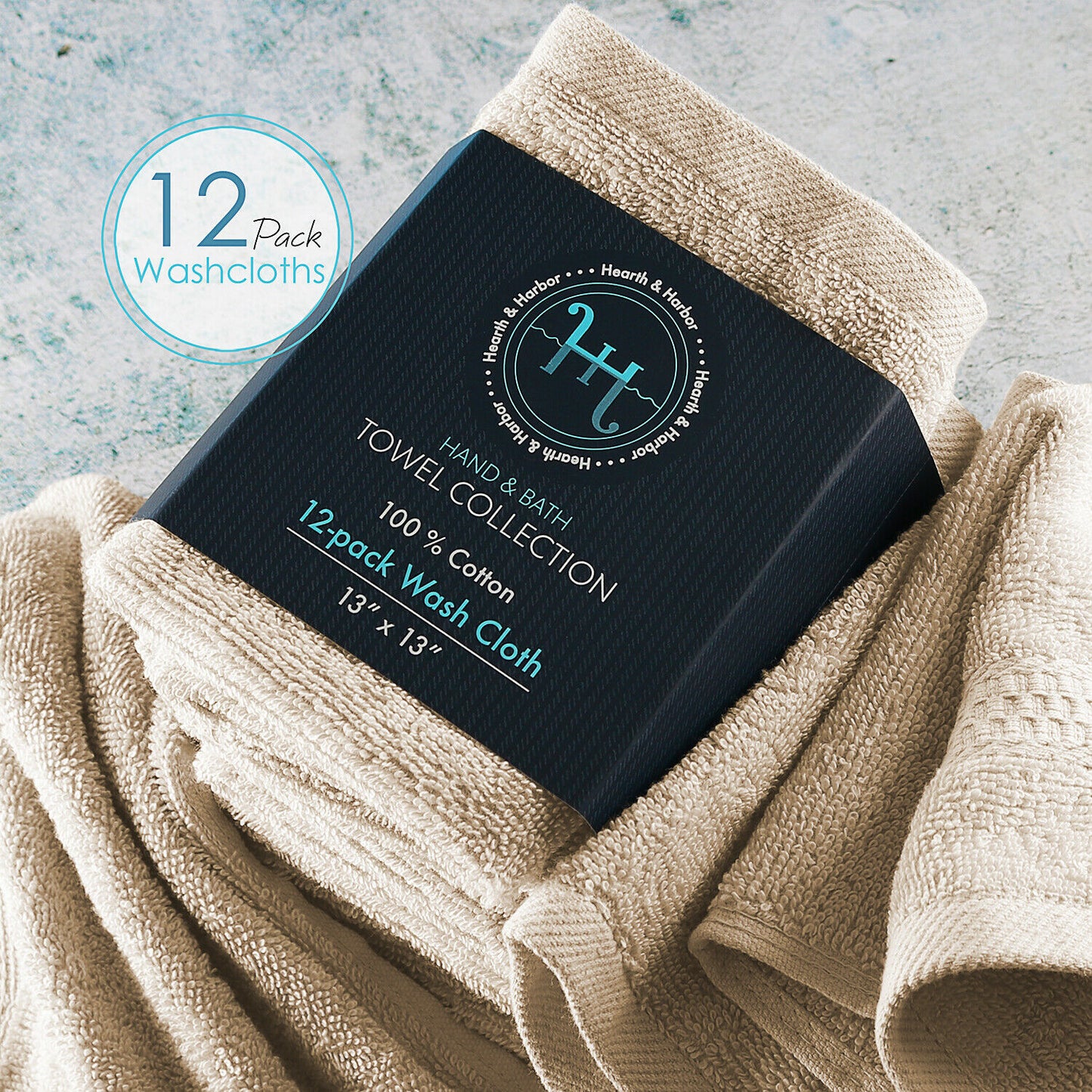 Bath Towels & Washcloths - Face Washcloths Set - 12 Pack Soft 100% Cotton Luxury Towel Face Cloths -