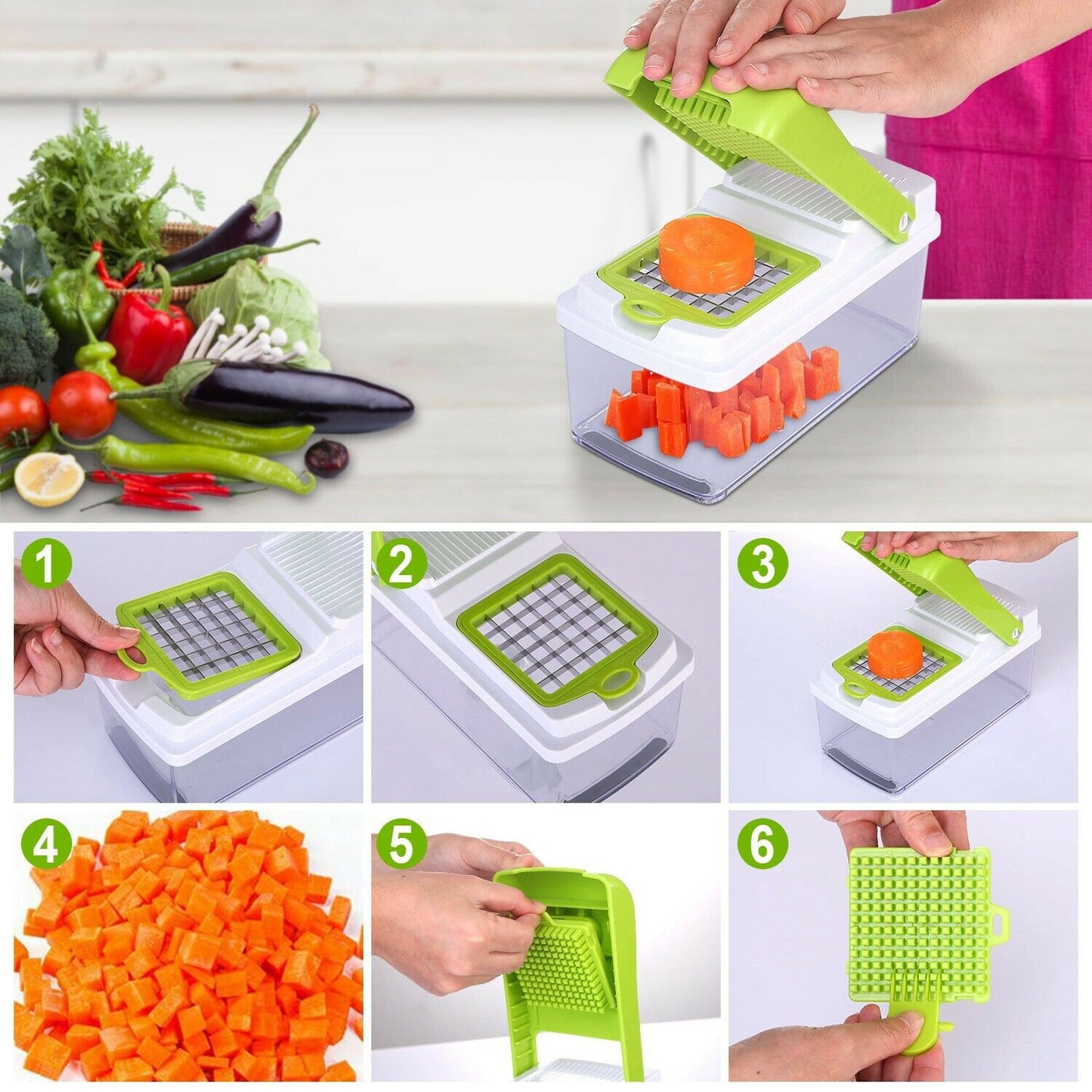 Kitchen Slicers - Fruit & Vegetable Food Chopper - Dicer Slicer Cutter - Great Onion Chopper -