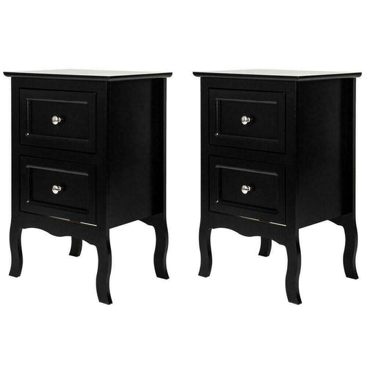 End Tables - Wood End Table Modern Nightstand - 2 Drawers - Bedroom Organizer -