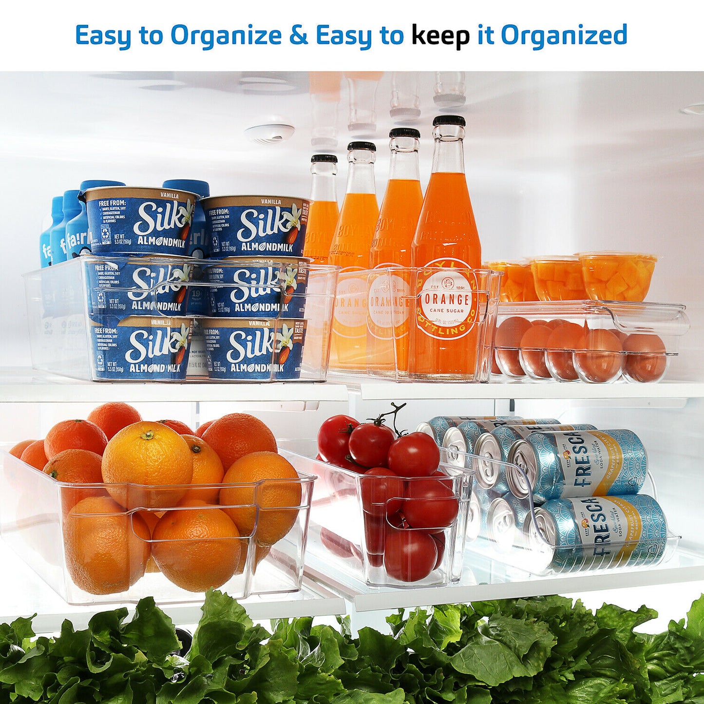 Refrigerator Accessories - Refrigerator Organizer Storage Bins - Clear Plastic Containers 14pcs -