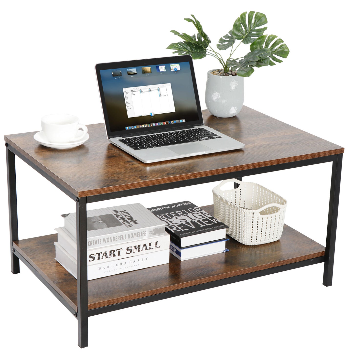 Coffee Tables - Rustic Coffee Table With Storage - Rectangular Wood 31" - Durable -