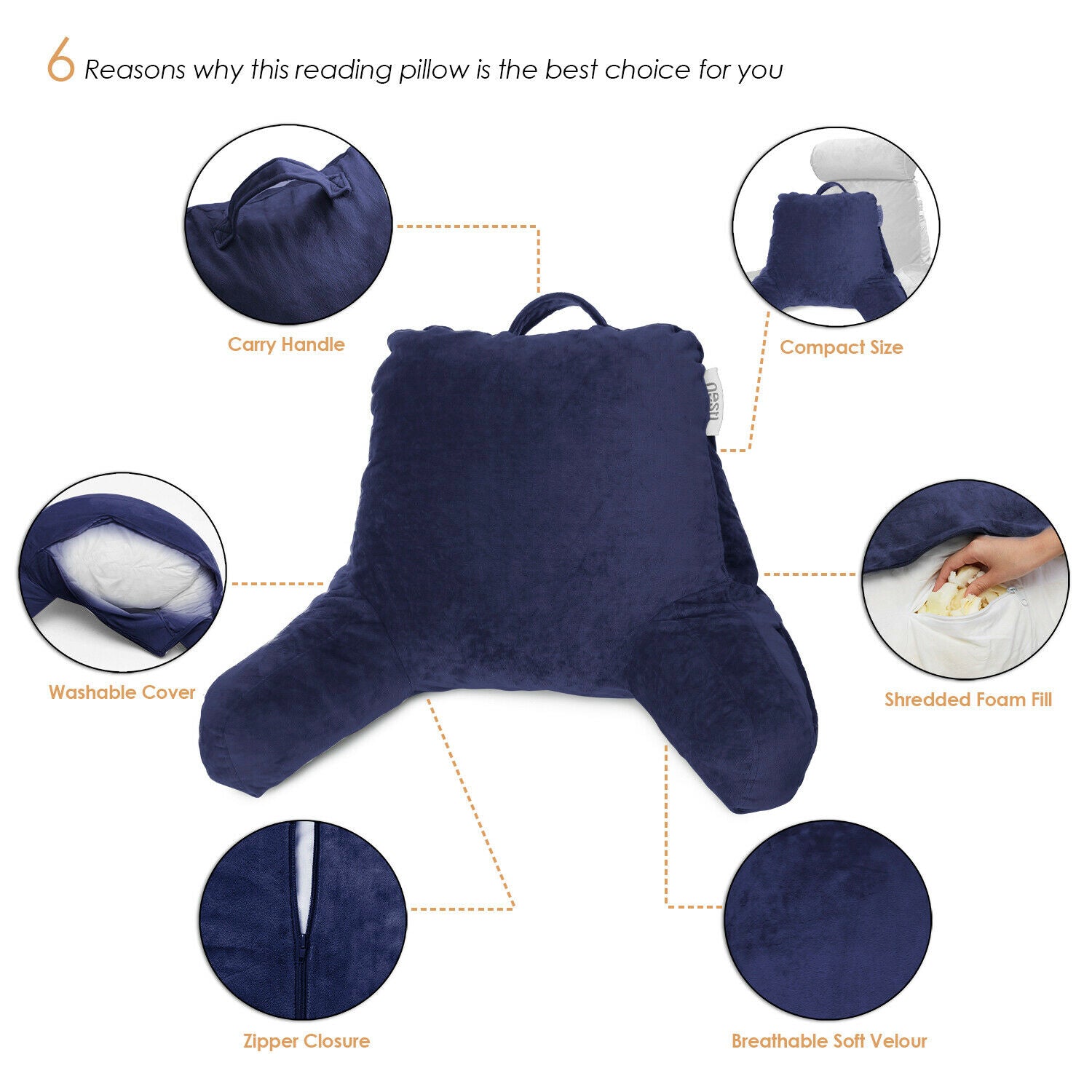 Pillows - TV & Reading Pillow - Kid's Memory Foam Bedrest Back Pillow 12 Colors! -
