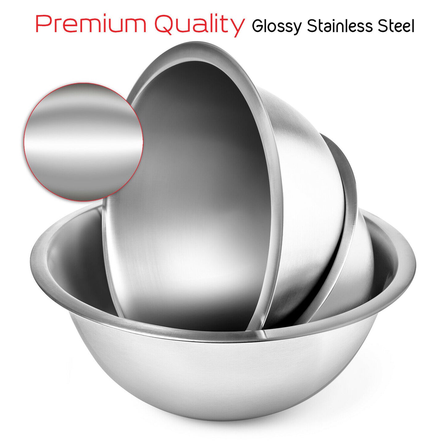 Mixing Bowls - Mixing Bowls 14 Piece Set - Stainless Steel with Measuring Cups & Spoons -