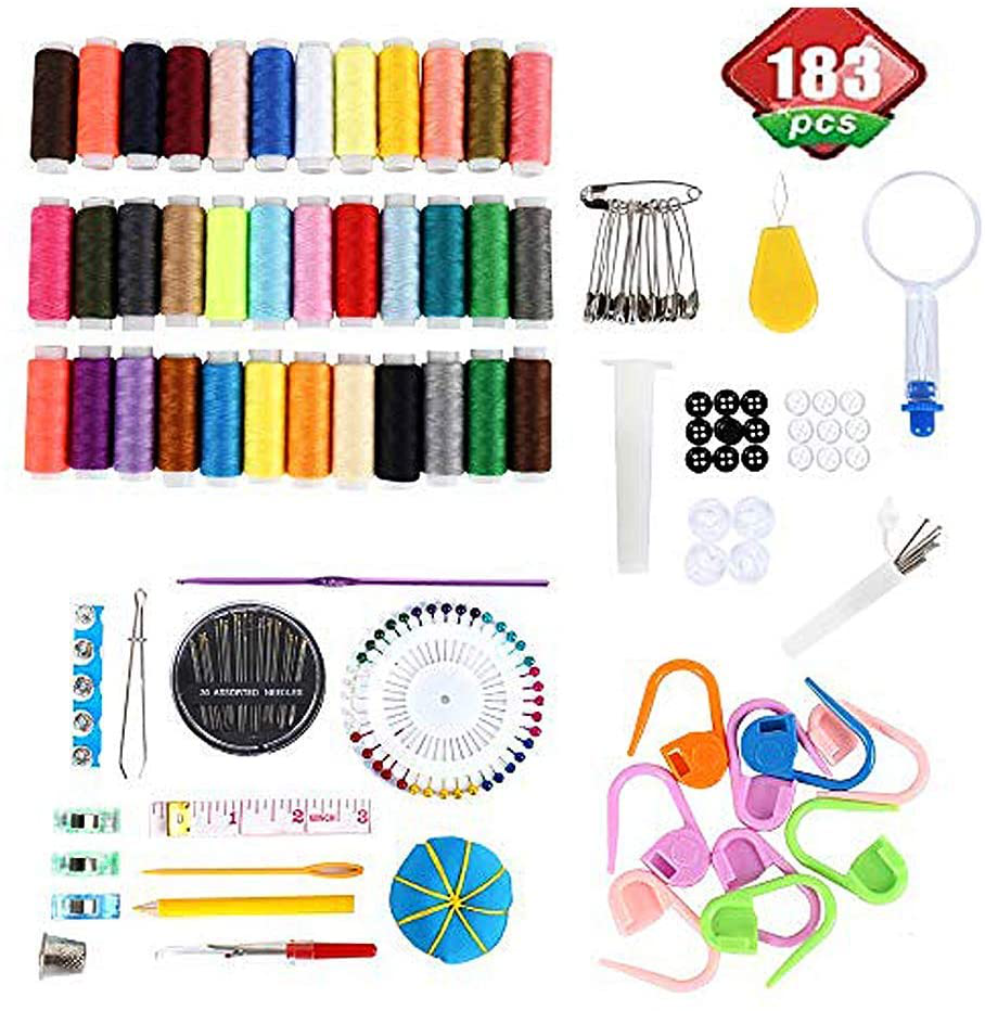Sewing Baskets & Kits - Sewing Kit - Sewing Needle, Thread, Scissor - Travel Box 183 Pc Set -