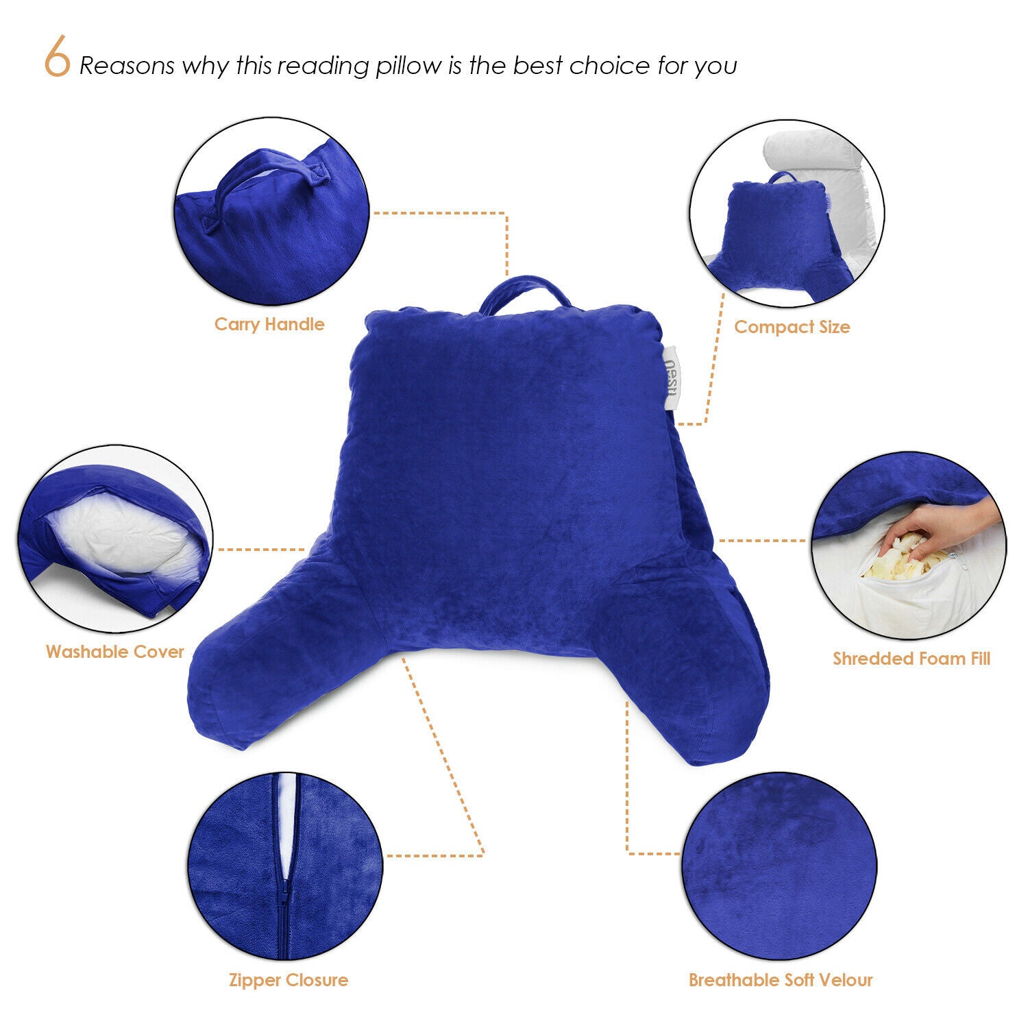 Pillows - TV & Reading Pillow - Kid's Memory Foam Bedrest Back Pillow 12 Colors! -