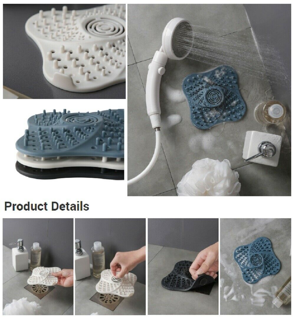 Drain Covers & Strainers - Shower Drain Hair Catcher - Bathtub Strainer - Black Blue or White -