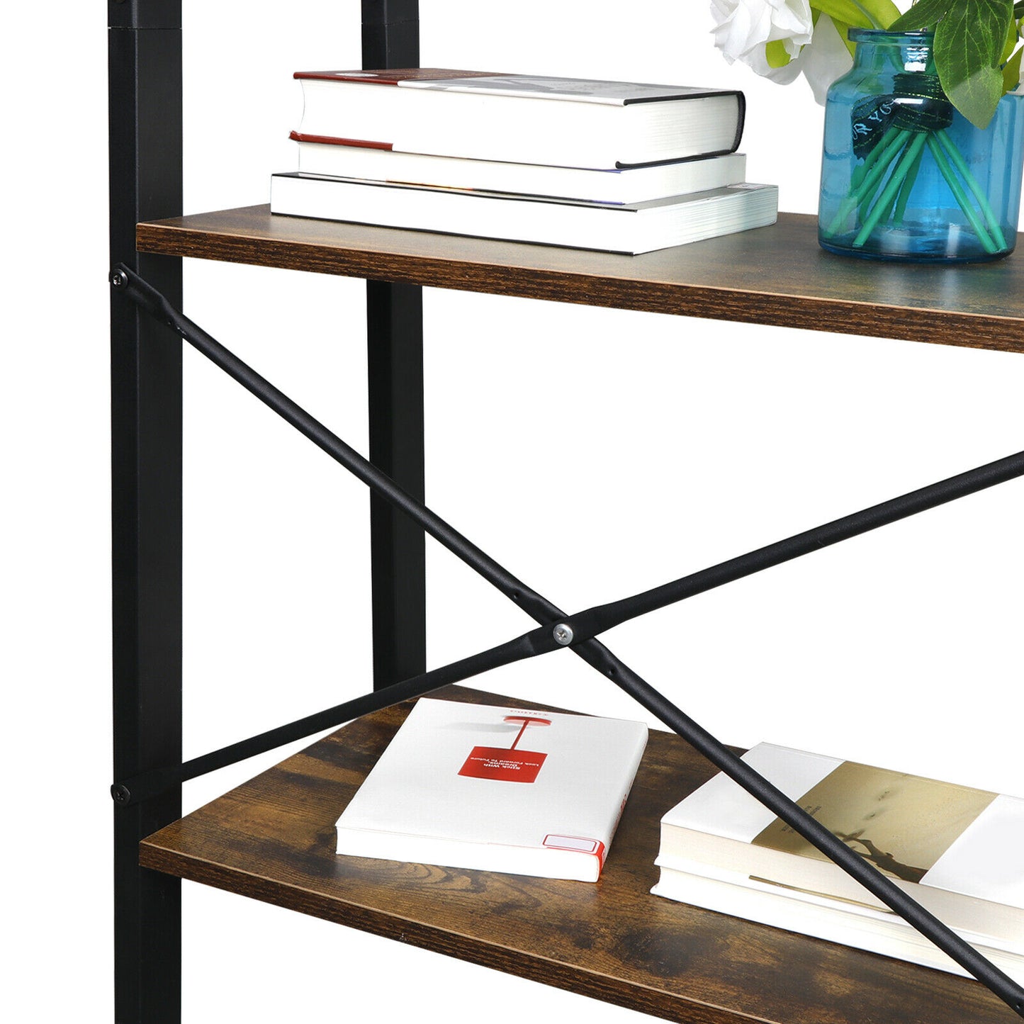 Storage & Organization - Ladder Shelf Storage Rack - 4 Tier Plant Stand Vintage Bookcase -