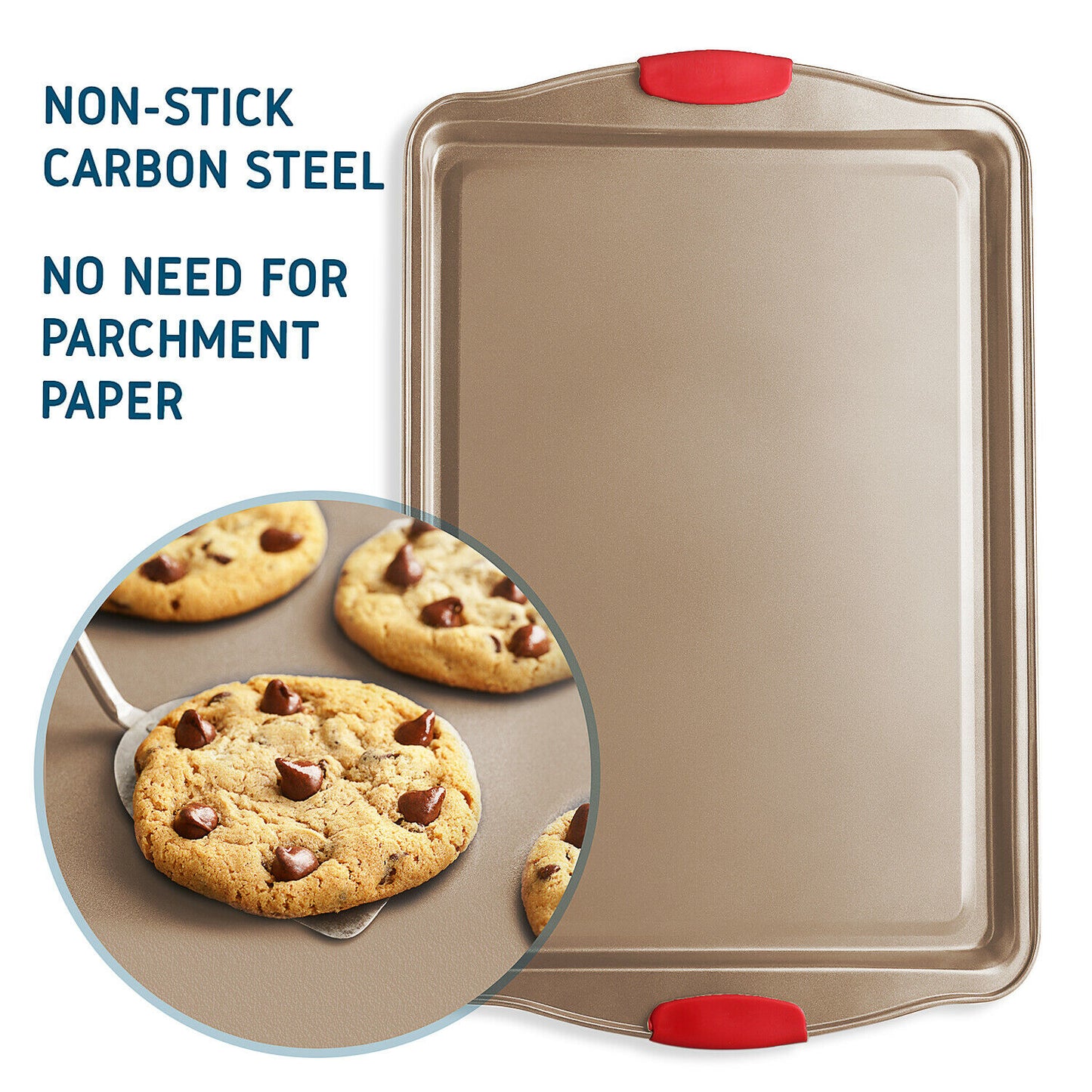 Baking & Cookie Sheets - Non-Stick Baking Pan Cookie Sheet Set With Spatula & Brushes 6 Pieces -