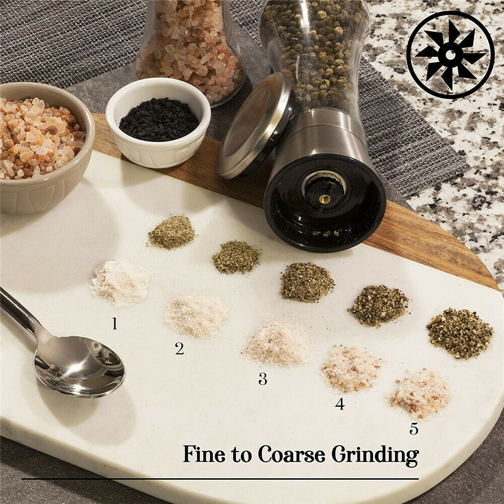 Salt & Pepper Shakers - Salt & Pepper Grinder - Vintage Mill Shaker - Stainless Steel Glass -