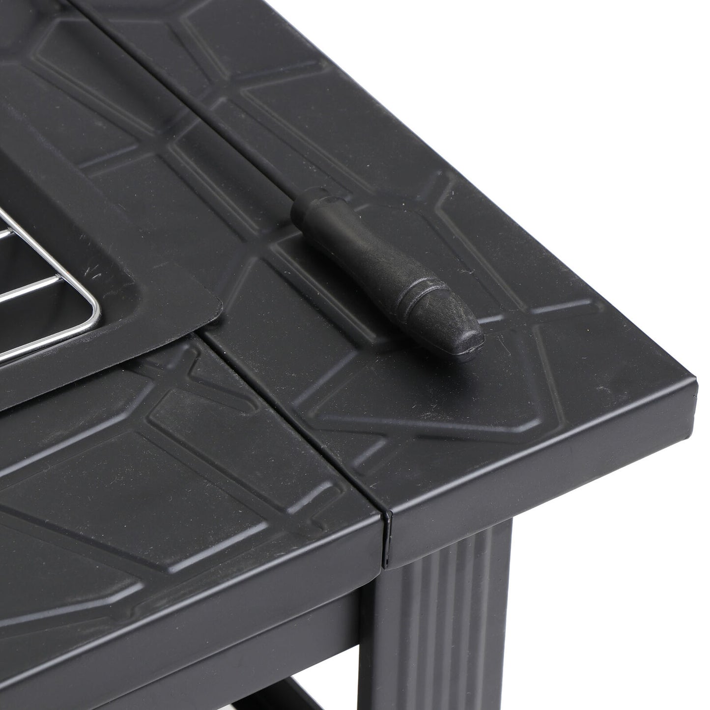 Fireplace Tools - Fire Pit Furniture Patio - 32" Outdoor Metal Square Stove With Cover -