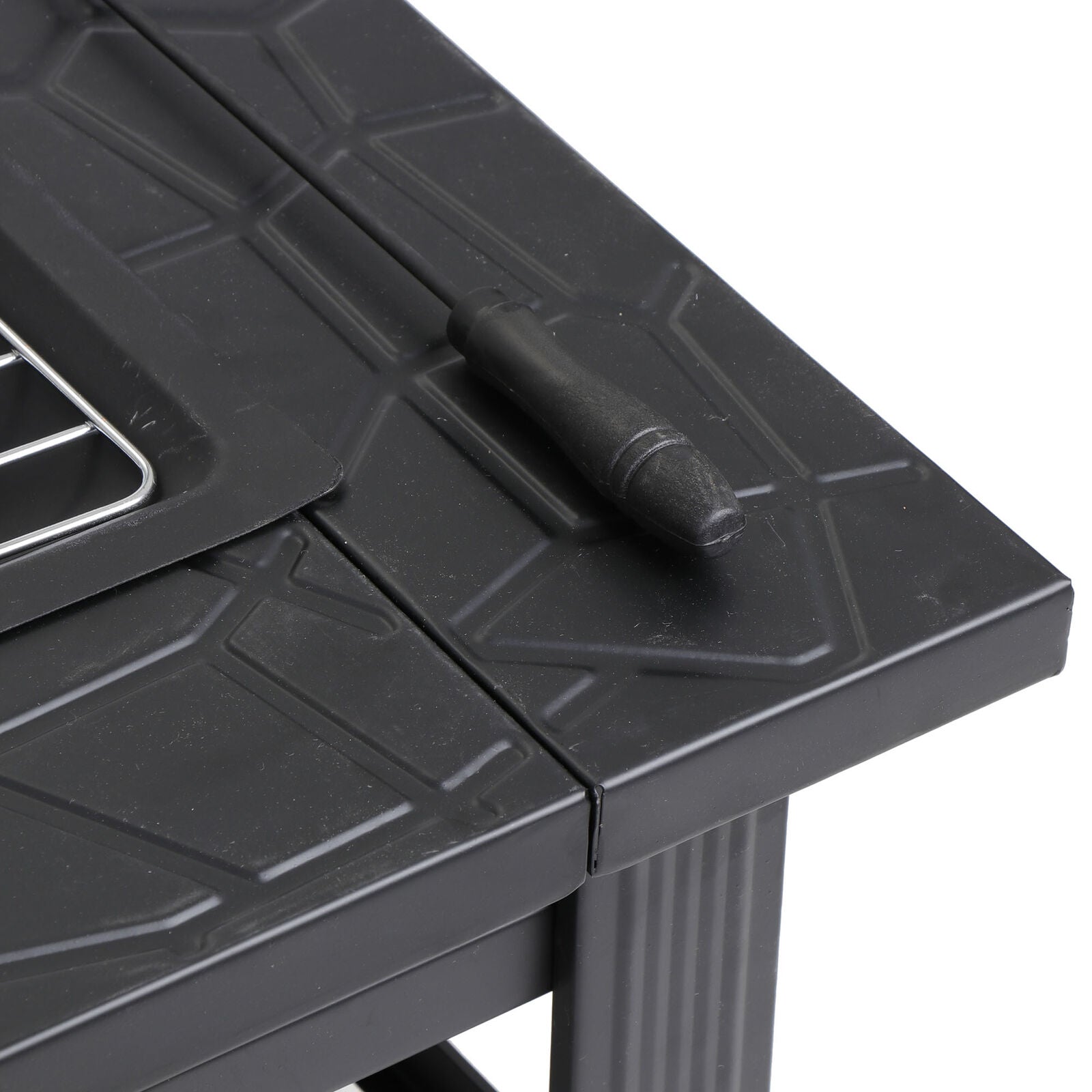 Fireplace Tools - Fire Pit Furniture Patio - 32" Outdoor Metal Square Stove With Cover -