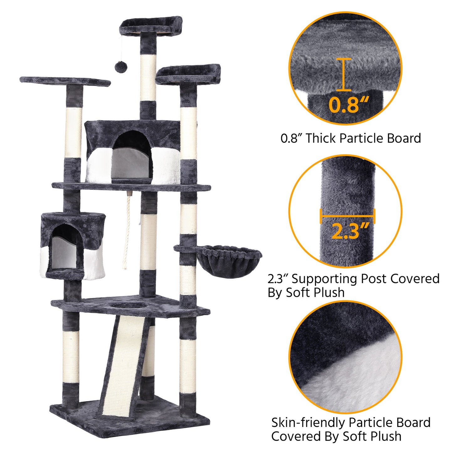 Cat Furniture - Cat Tree Tower House - Large 79" -