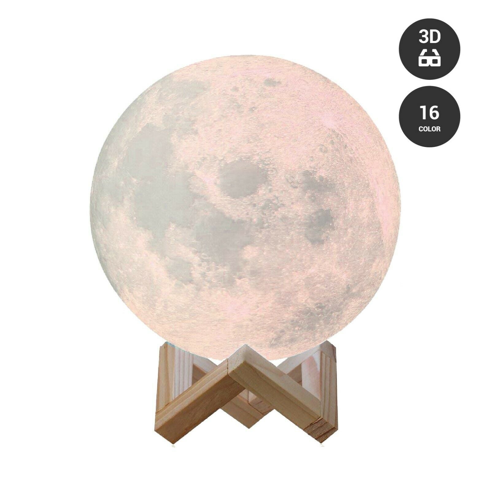 Lamps - 3D Moon Lamp- Table Night Light With Remote Control -
