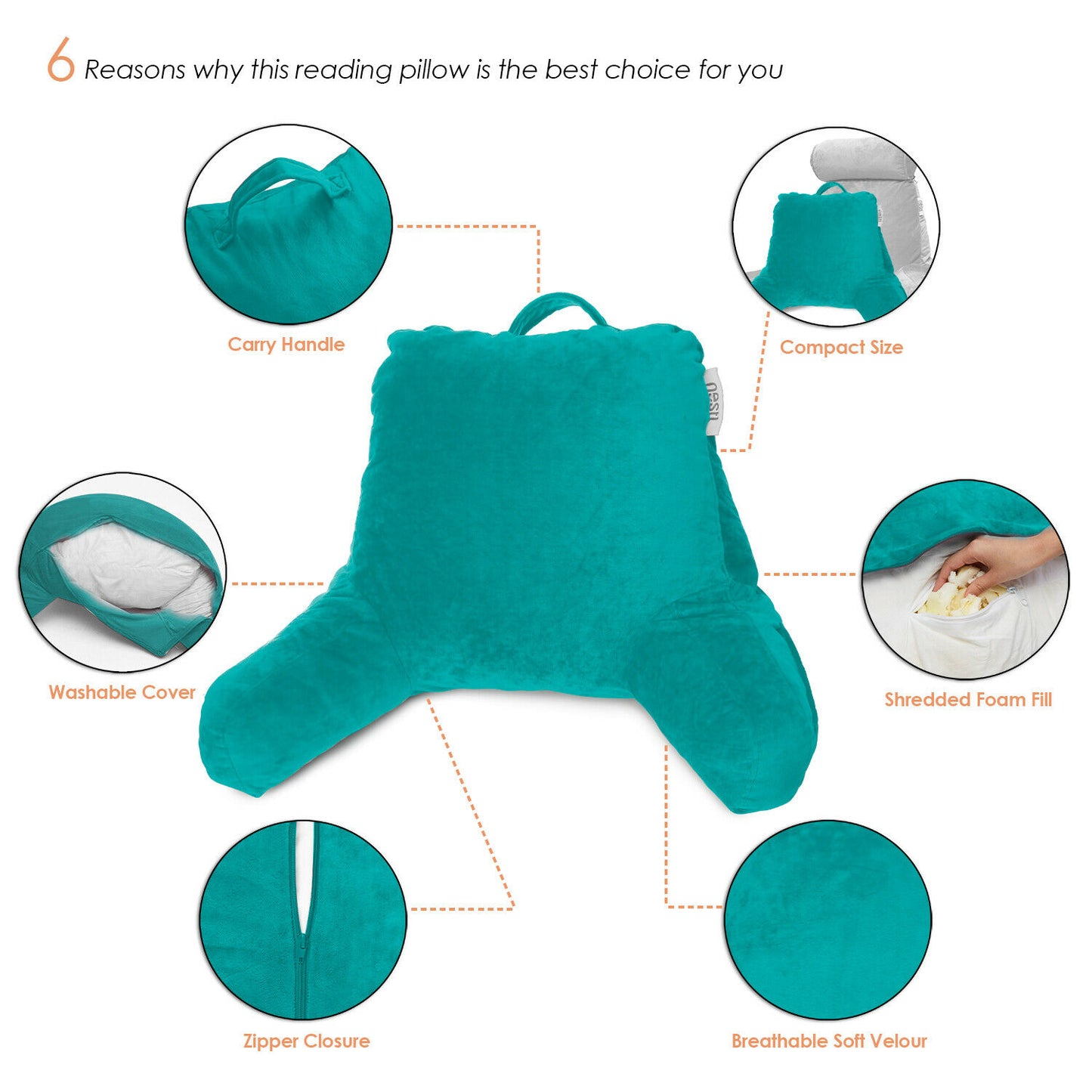 Pillows - TV & Reading Pillow - Kid's Memory Foam Bedrest Back Pillow 12 Colors! -