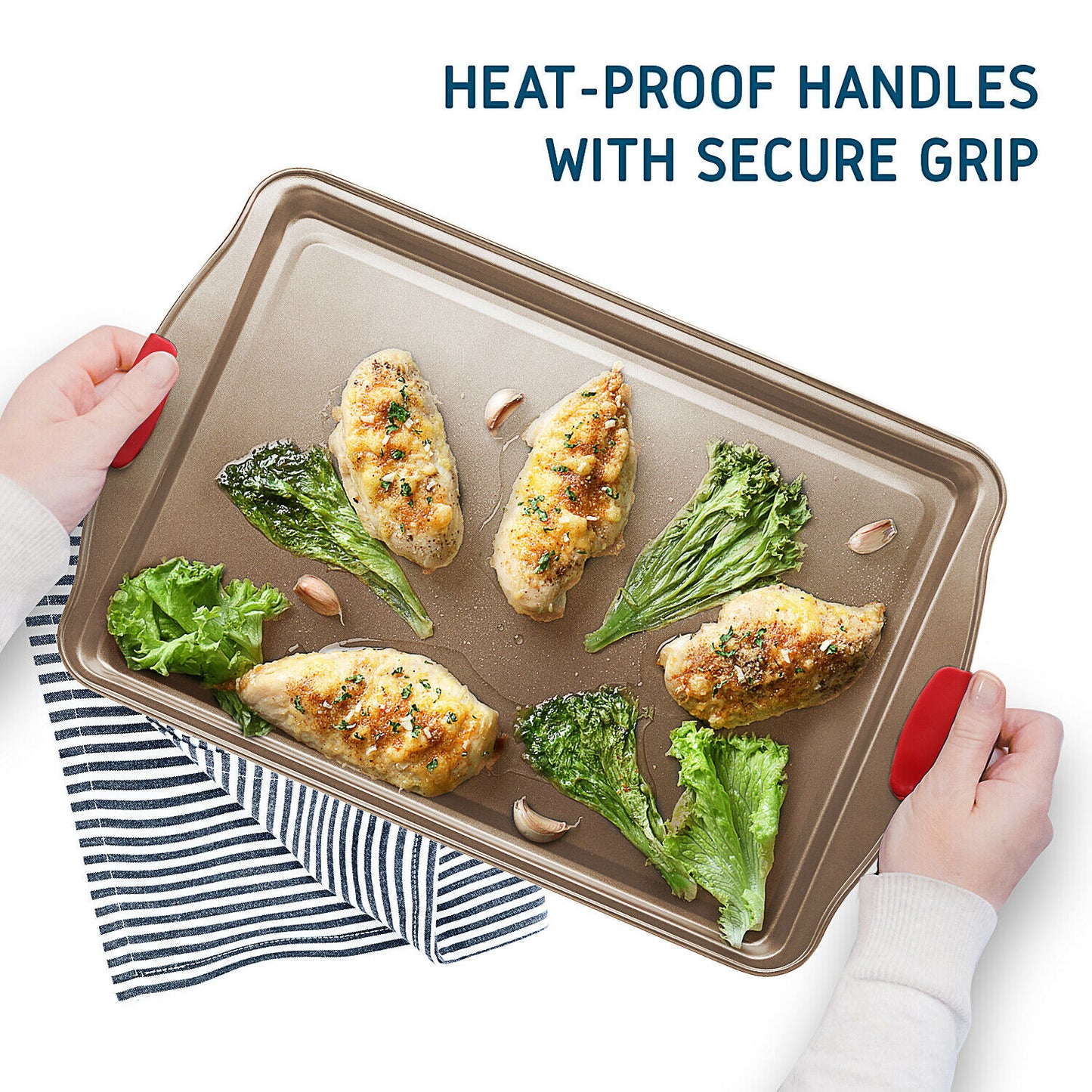 Baking & Cookie Sheets - Non-Stick Baking Pan Cookie Sheet Set With Spatula & Brushes 6 Pieces -
