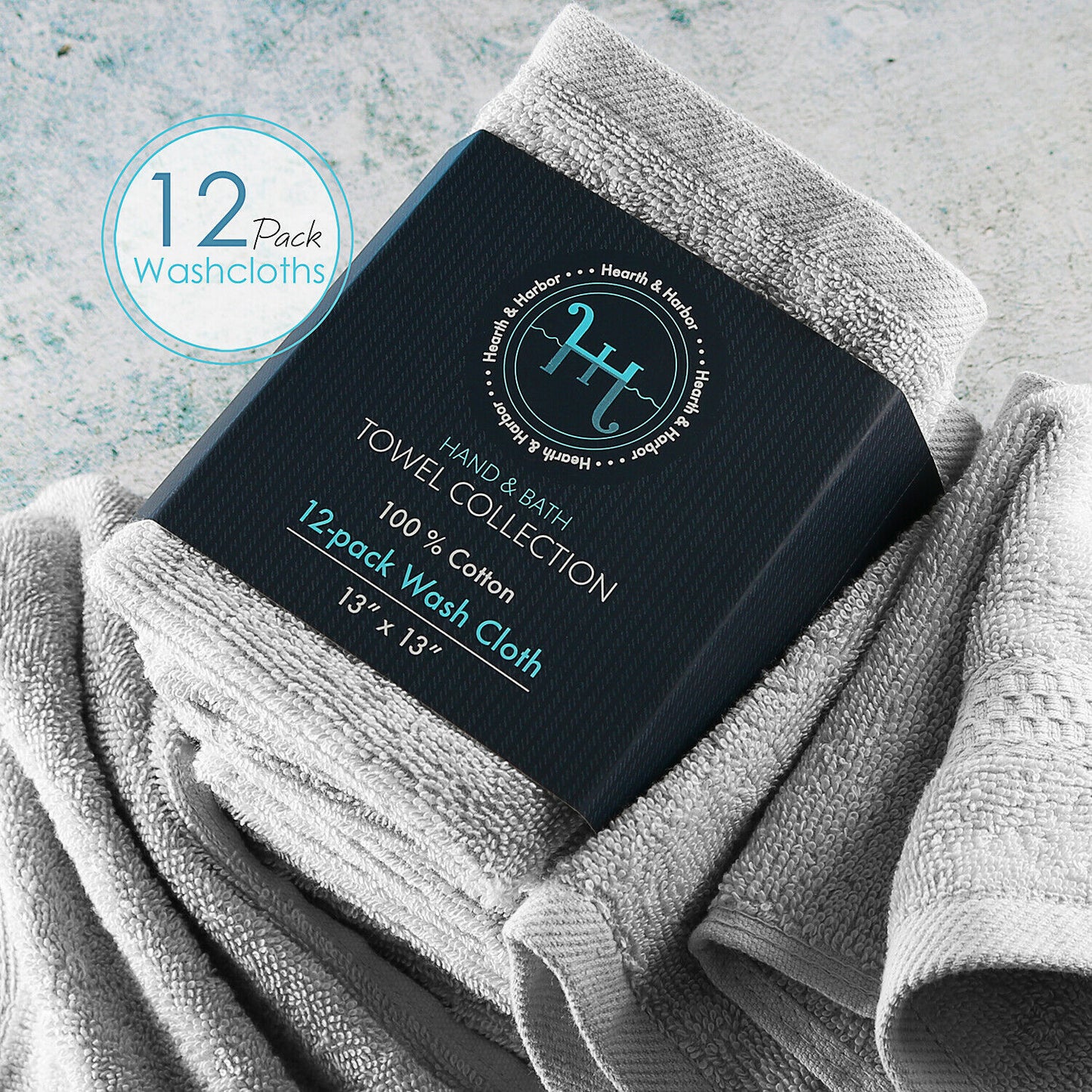Bath Towels & Washcloths - Face Washcloths Set - 12 Pack Soft 100% Cotton Luxury Towel Face Cloths -