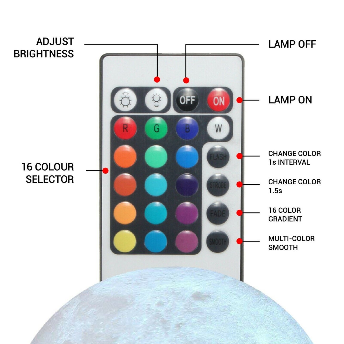 Lamps - 3D Moon Lamp- Table Night Light With Remote Control -