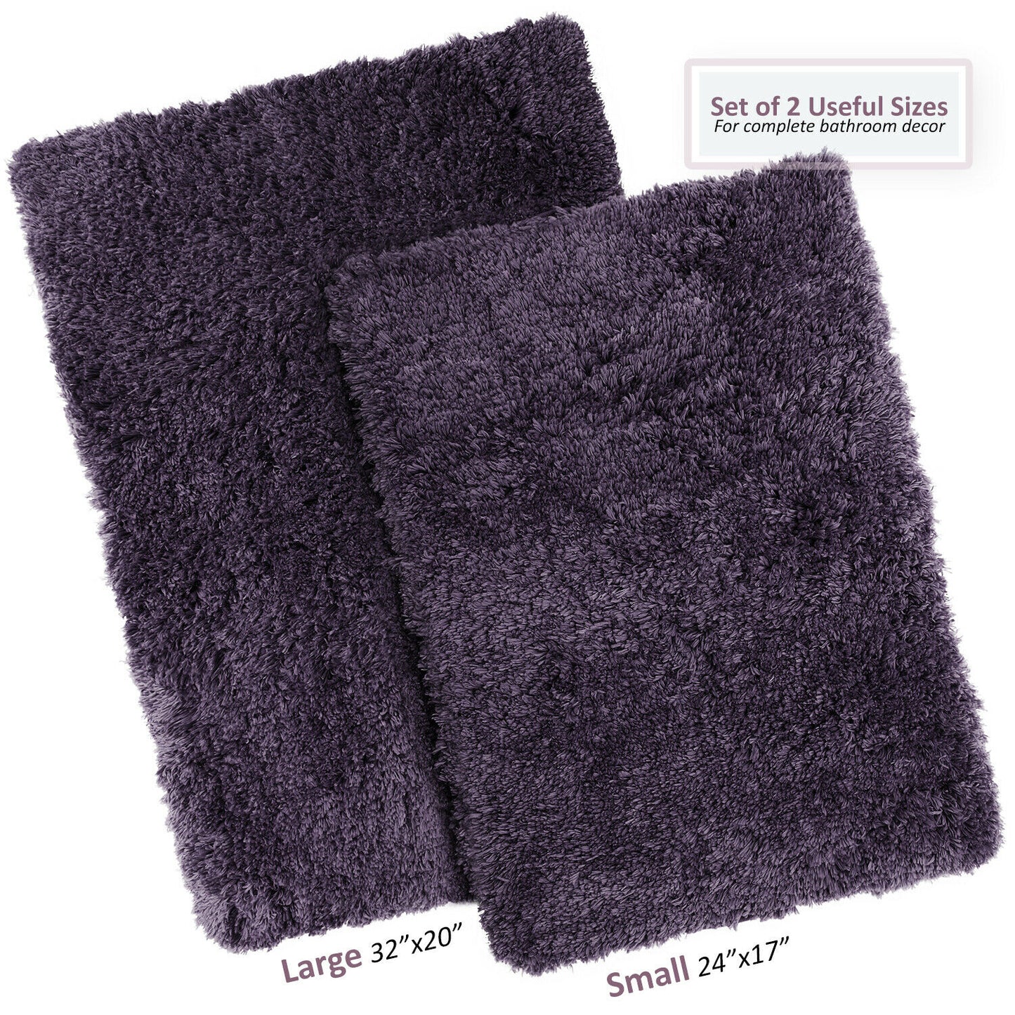Bath Mats & Rugs - Bathroom Rug Bath Mat Set - 2 Rubber Backed Nonslip Area Rugs 7 Colors -