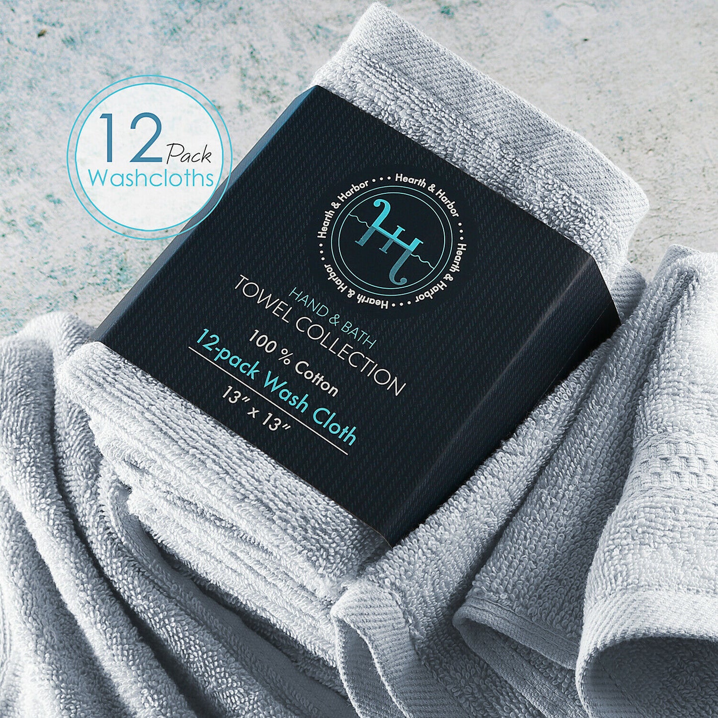 Bath Towels & Washcloths - Face Washcloths Set - 12 Pack Soft 100% Cotton Luxury Towel Face Cloths -