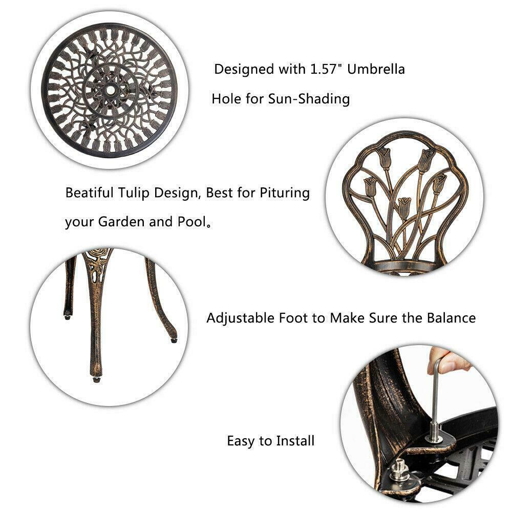 Outdoor Furniture Sets - Outdoor Patio Bistro Furniture Set - 3 pcs - Bronze -