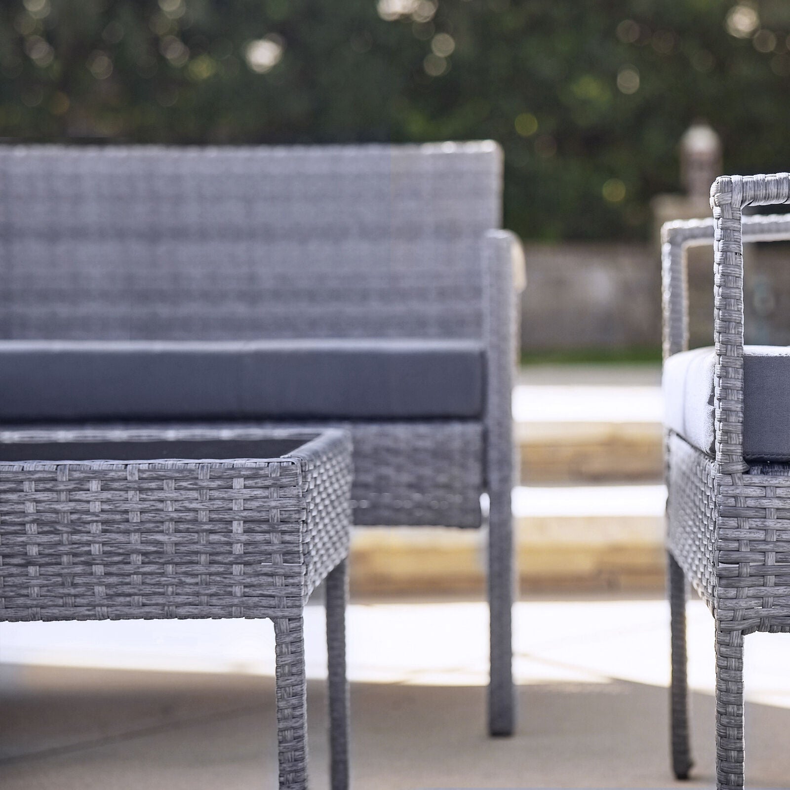 Outdoor Sofas - Outdoor Patio Wicker Furniture Set - 4 pcs - Gray -