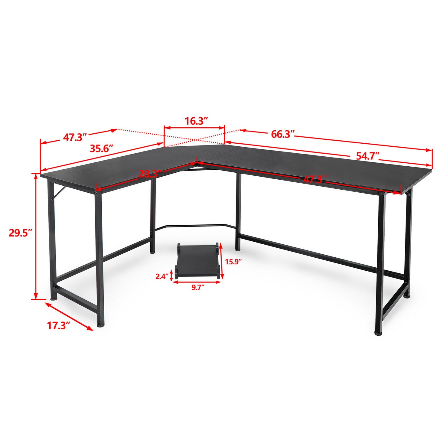 Desks - L-Shaped Computer Desk - For Office or Gaming - 66" -