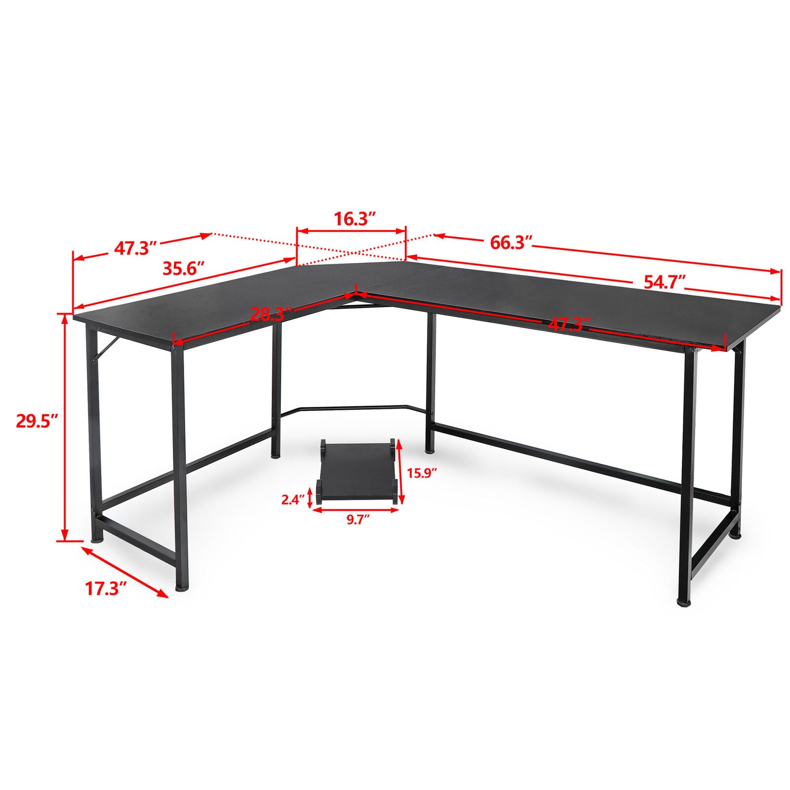 Desks - L-Shaped Computer Desk - For Office or Gaming - 66" -