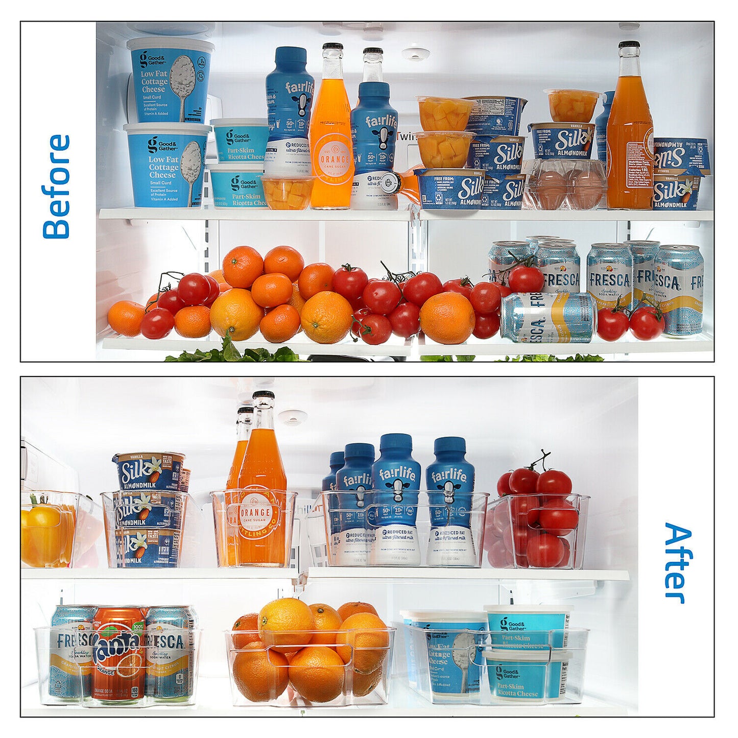 Refrigerator Accessories - Refrigerator Organizer Storage Bins - Clear Plastic Containers 14pcs -