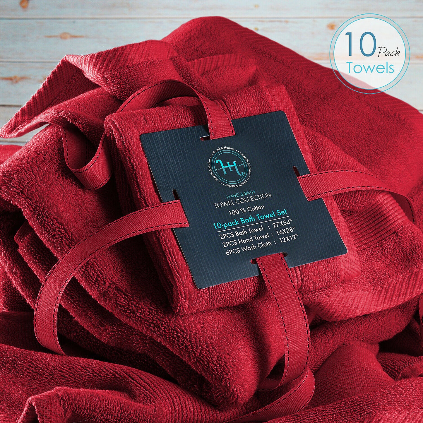 Bath Towels & Washcloths - 10 Piece Towel Set- Soft Cotton Bath Towels, Hand Towels & Washcloth -