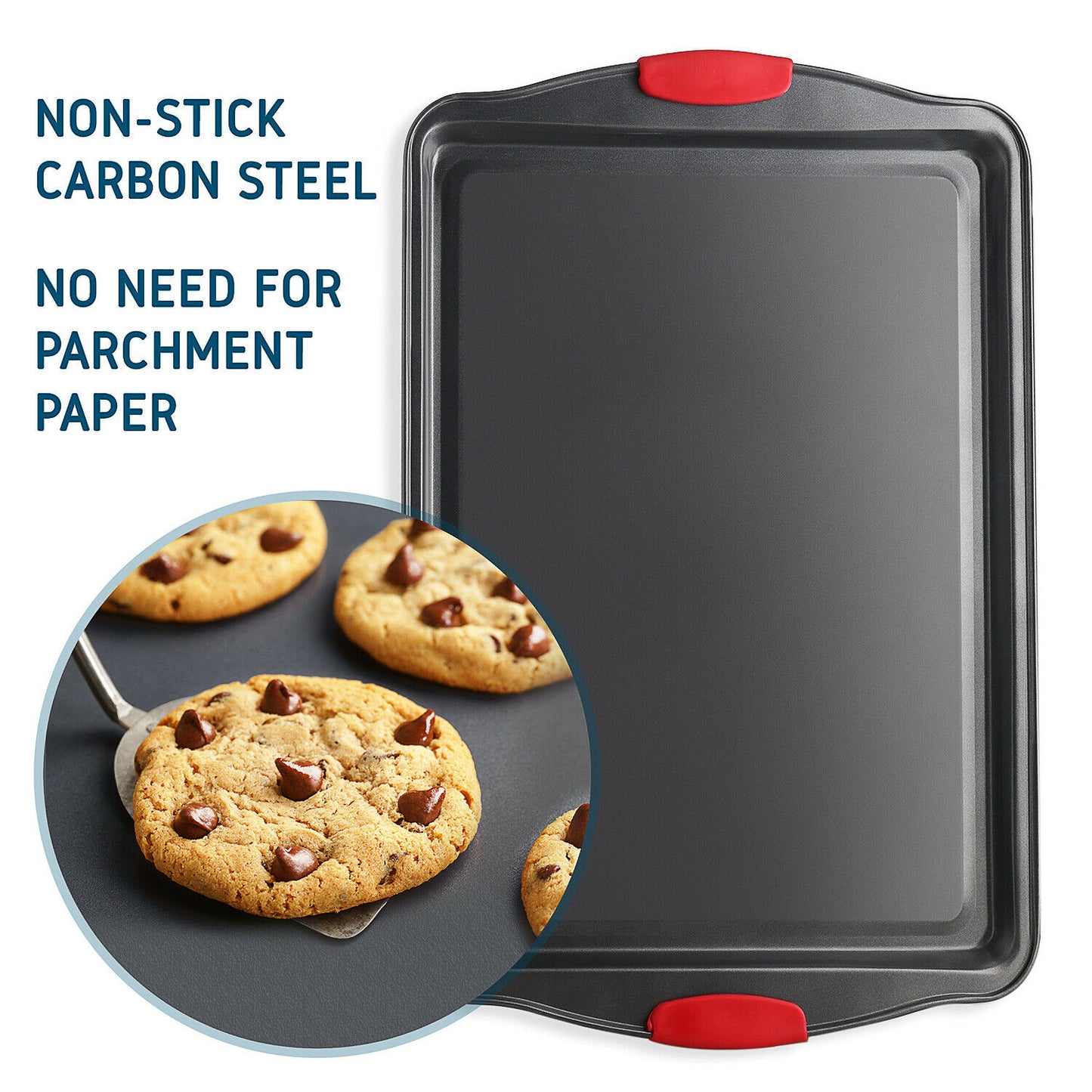 Baking & Cookie Sheets - Non-Stick Baking Pan Cookie Sheet Set With Spatula & Brushes 6 Pieces -