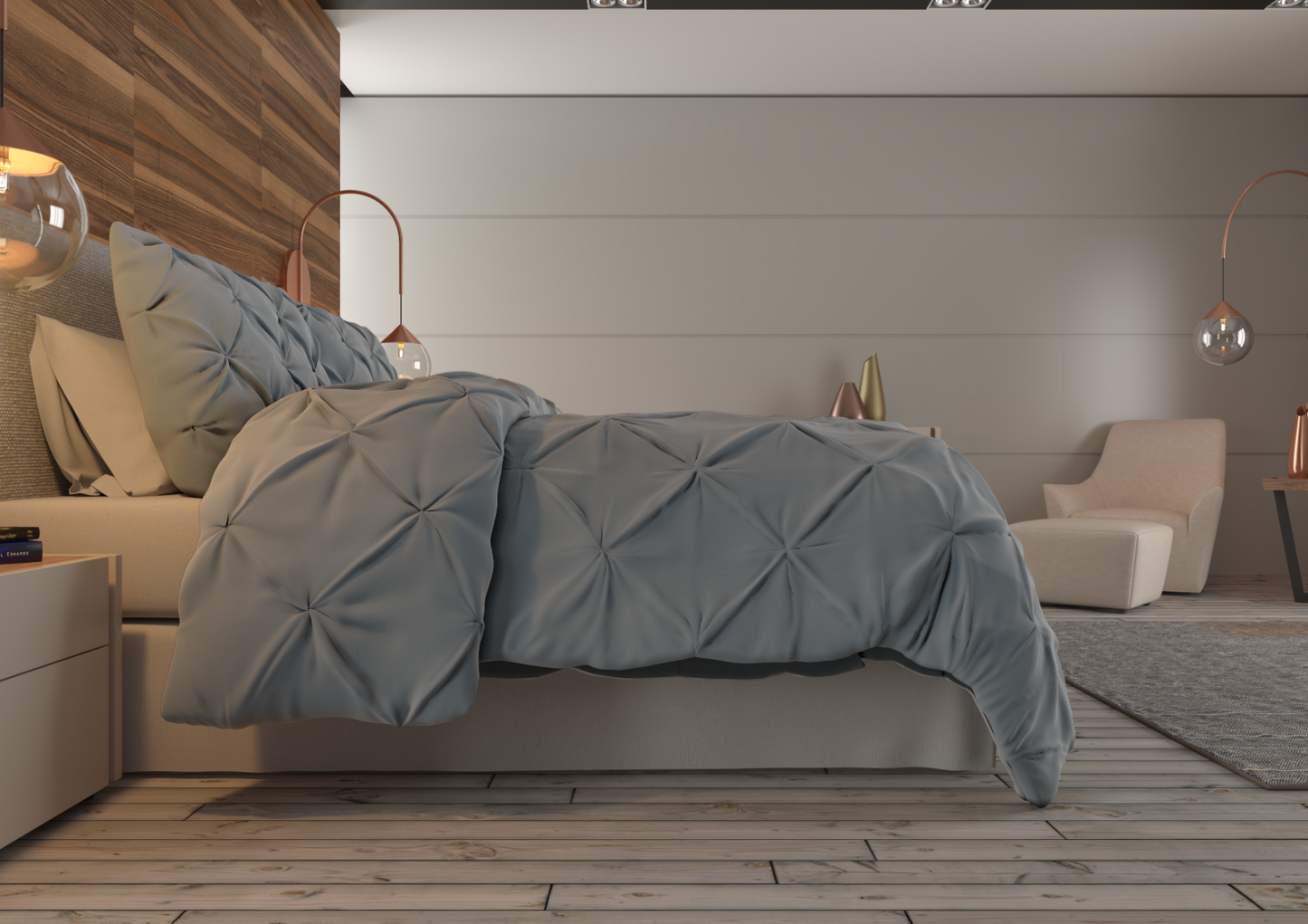 Bedding - Down Alternative Comforter Set - King Queen Twin Duvet Insert & Shams -