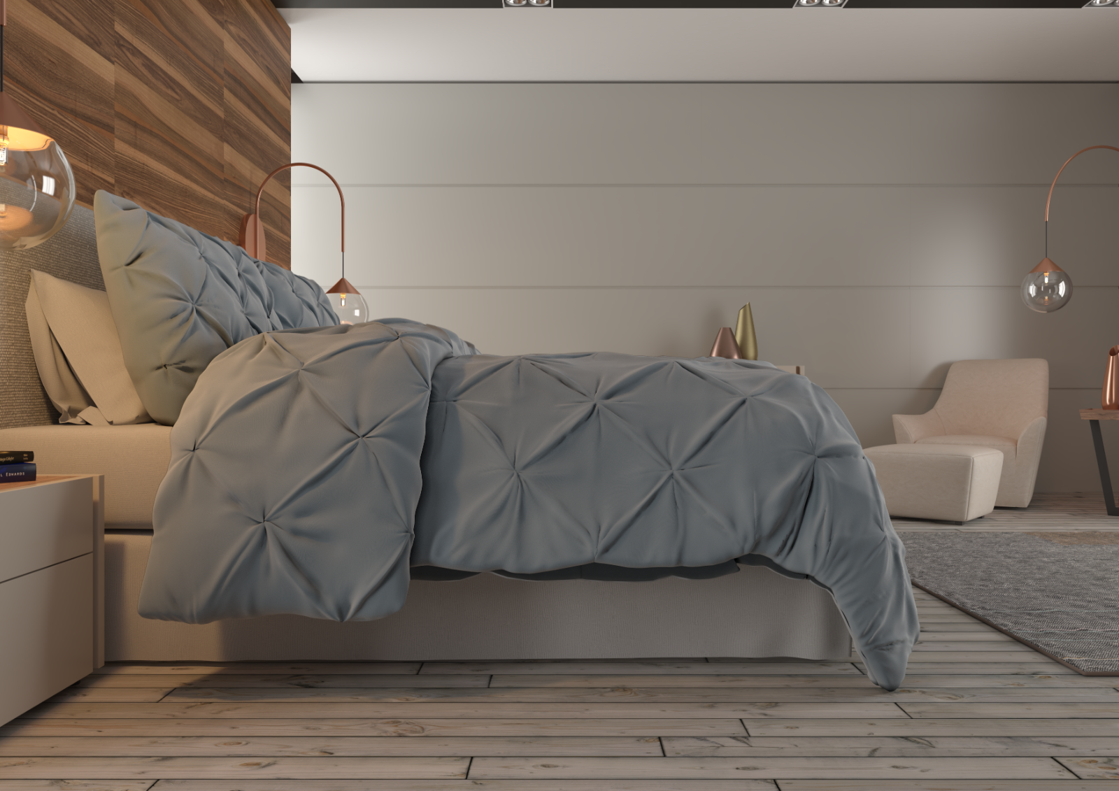 Bedding - Down Alternative Comforter Set - King Queen Twin Duvet Insert & Shams -