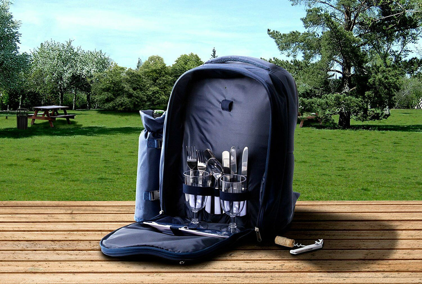 Picnic Baskets - Picnic Basket Backpack Cooler - Insulated Lunch Tote Bag & Dinnerware -