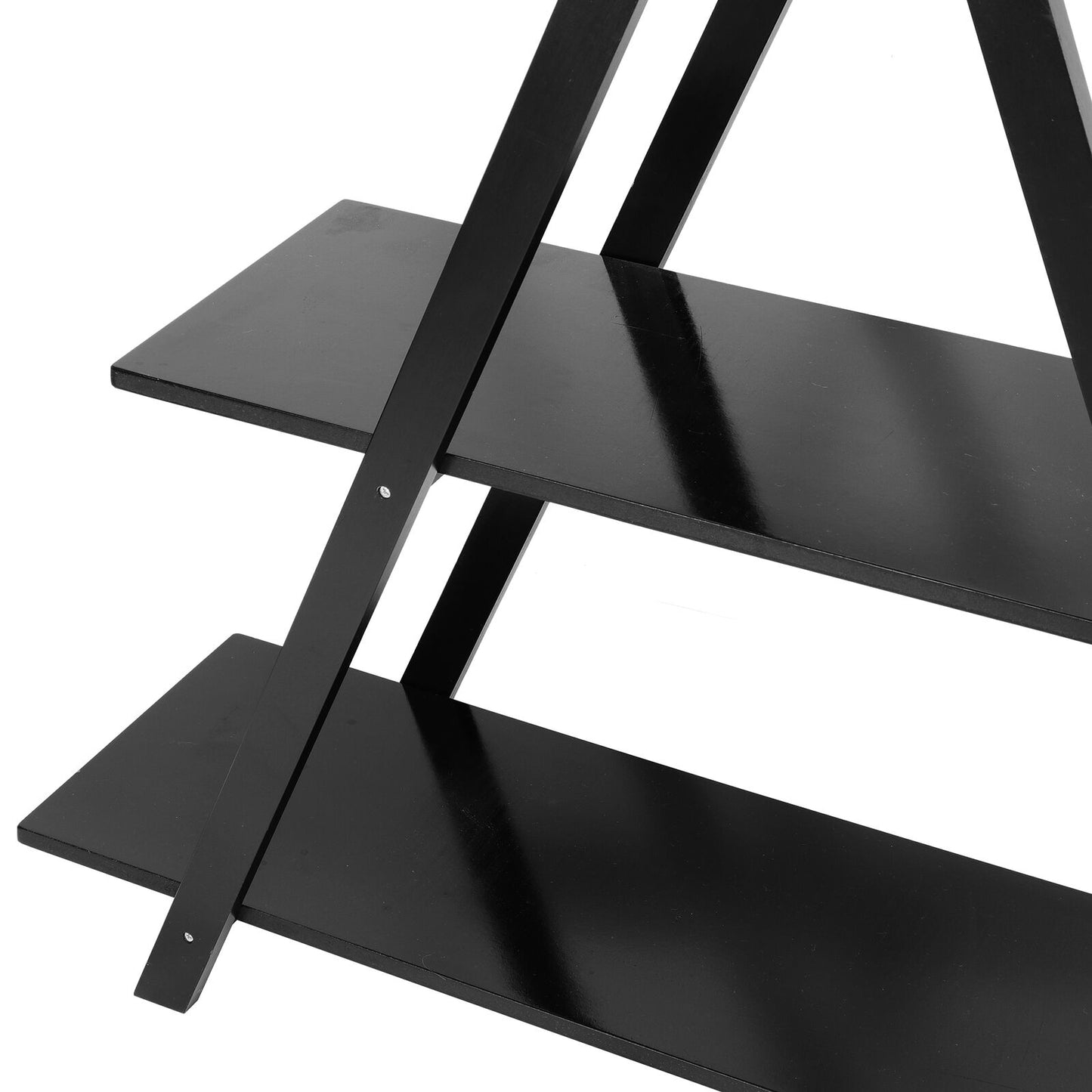Bookcases & Standing Shelves - Ladder Shelf Storage Display - 4 Tier Modern Black Bookshelf -