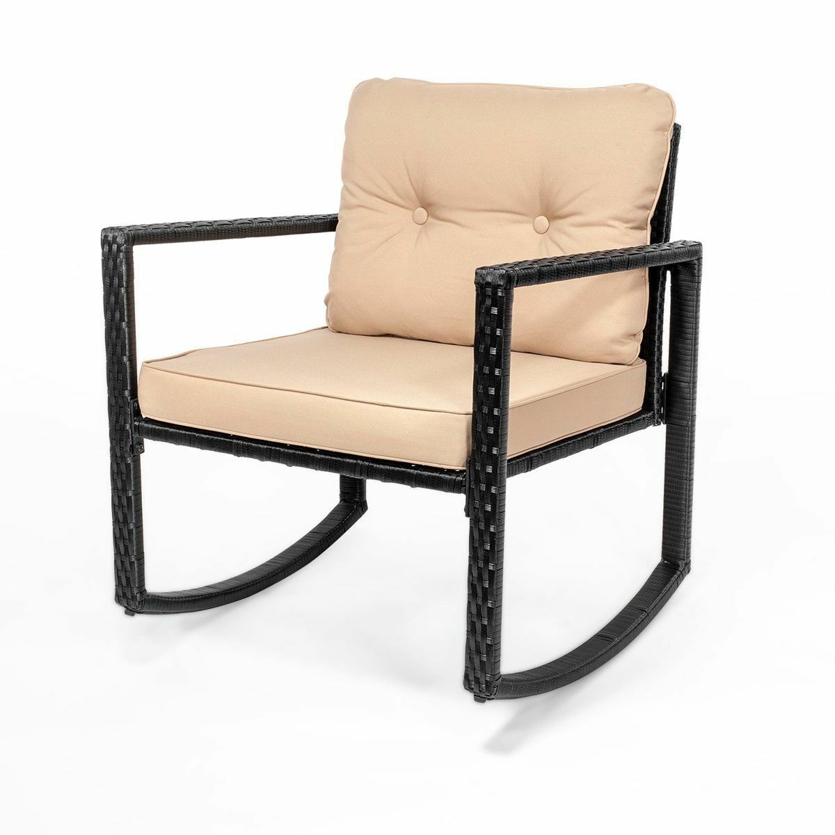 Outdoor Furniture Sets - Rocker Chairs Patio Set - 3 Piece Wicker Cushioned Outdoor Furniture -