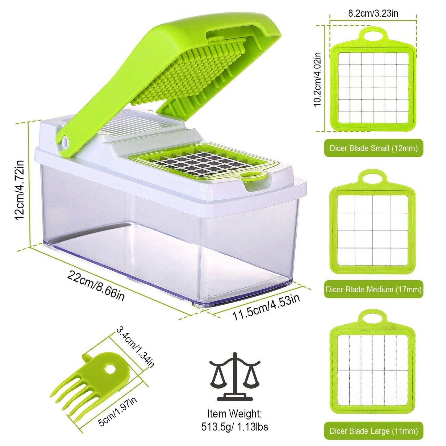 Kitchen Slicers - Fruit & Vegetable Food Chopper - Dicer Slicer Cutter - Great Onion Chopper -