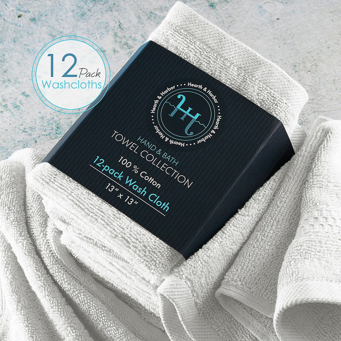 Bath Towels & Washcloths - Face Washcloths Set - 12 Pack Soft 100% Cotton Luxury Towel Face Cloths -