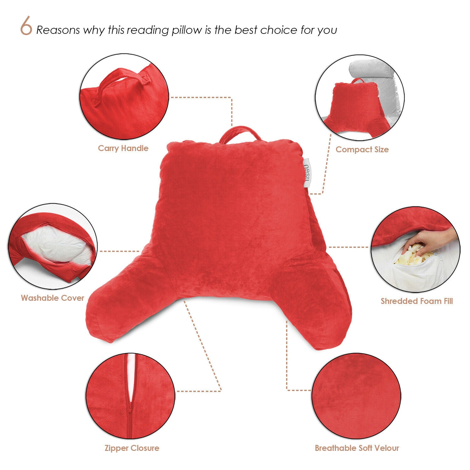 Pillows - TV & Reading Pillow - Kid's Memory Foam Bedrest Back Pillow 12 Colors! -