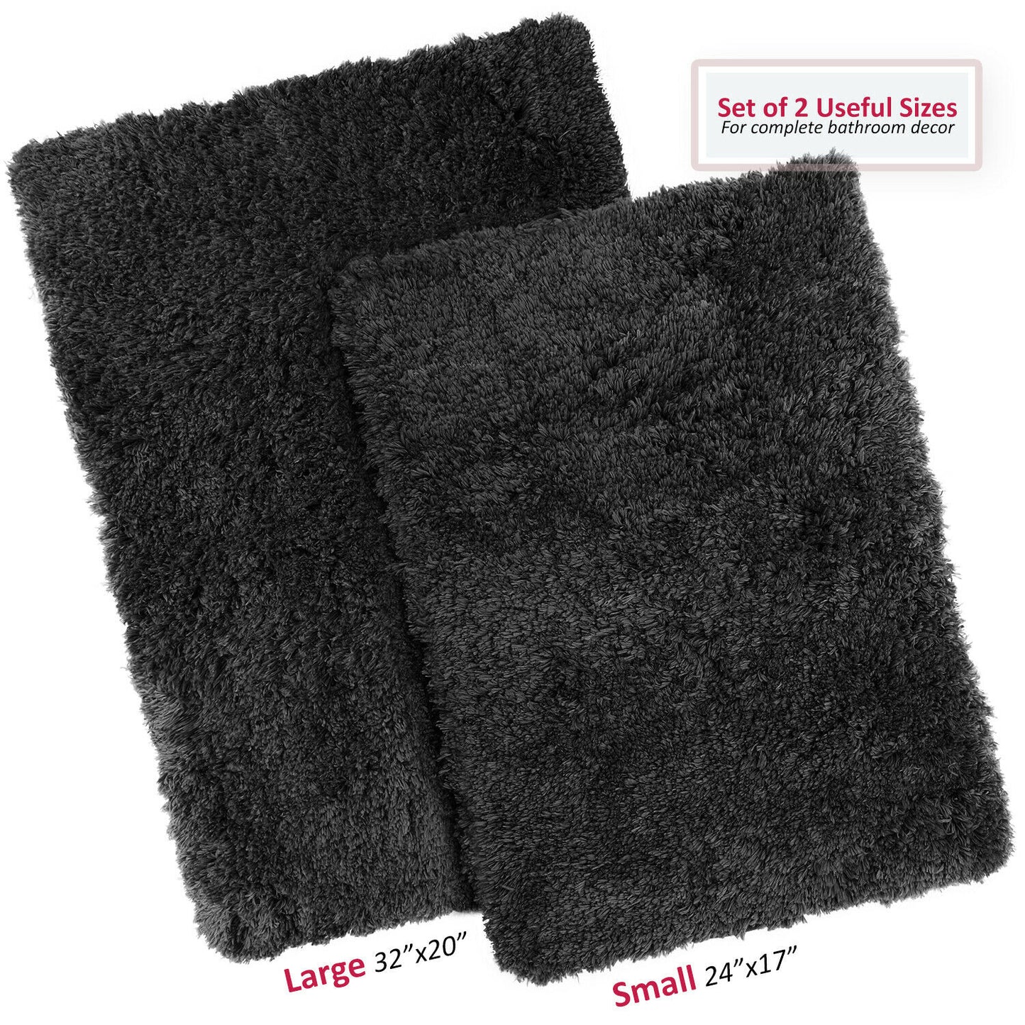 Bath Mats & Rugs - Bathroom Rug Bath Mat Set - 2 Rubber Backed Nonslip Area Rugs 7 Colors -